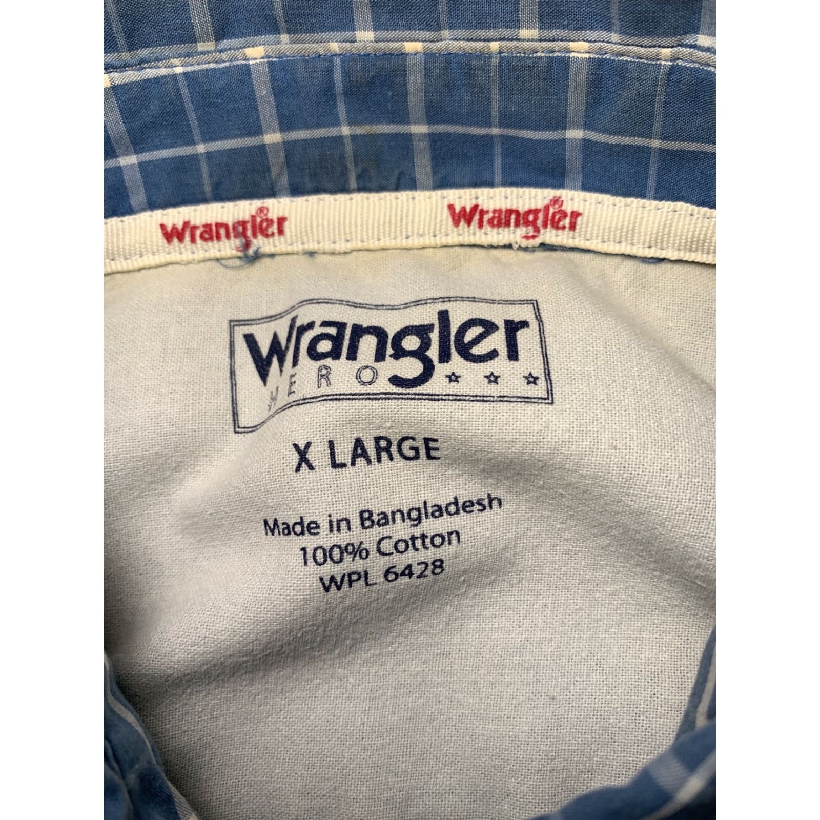 Wrangler Wrangler Shirt Short Sleeve Men's XL Blue White Plaid Button-Up Western Size US XL / EU 56 / 4 - 5 Thumbnail
