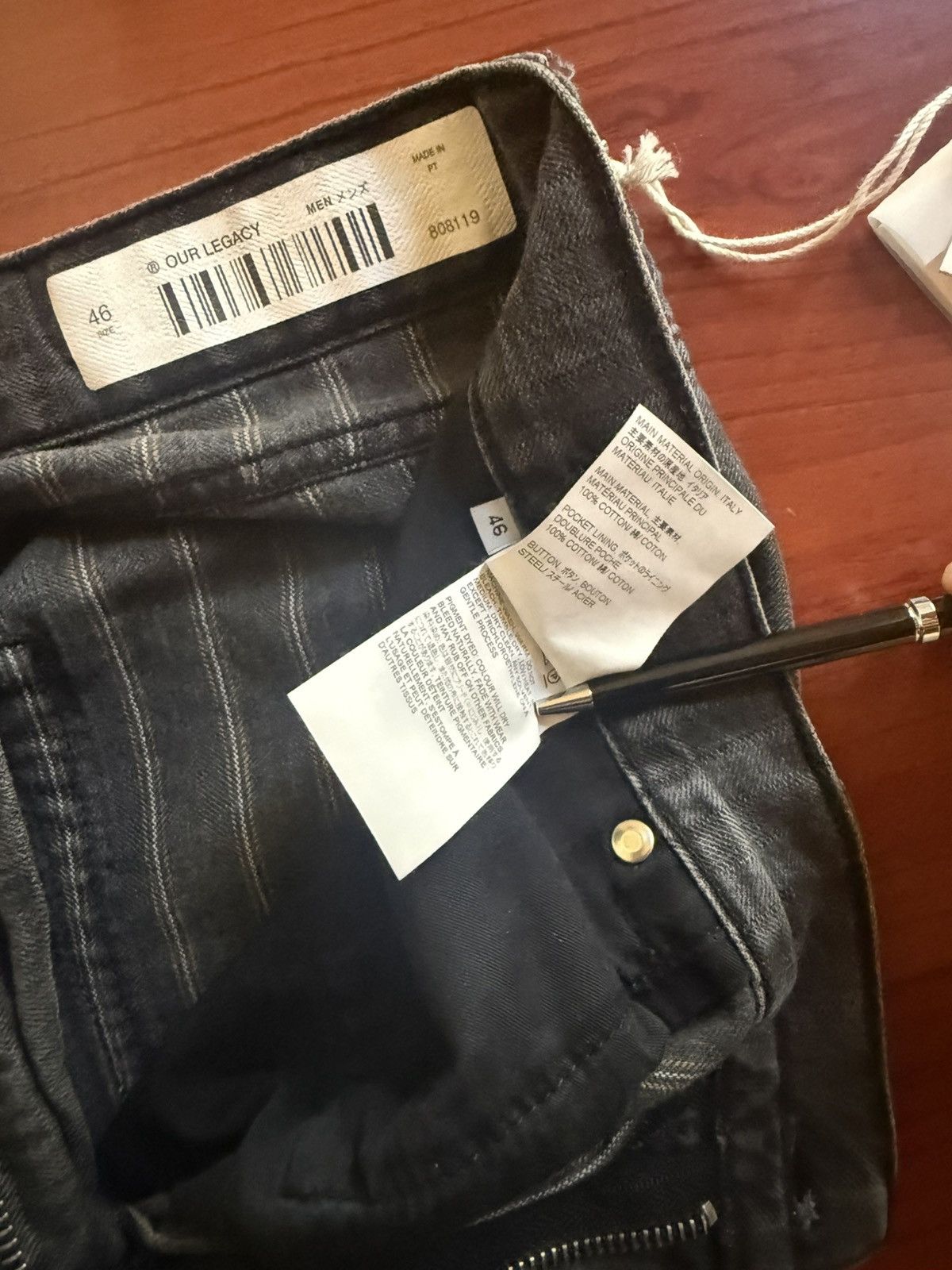 Our Legacy Vast Cut Washed Grey Torino Stripe Denim Size 46