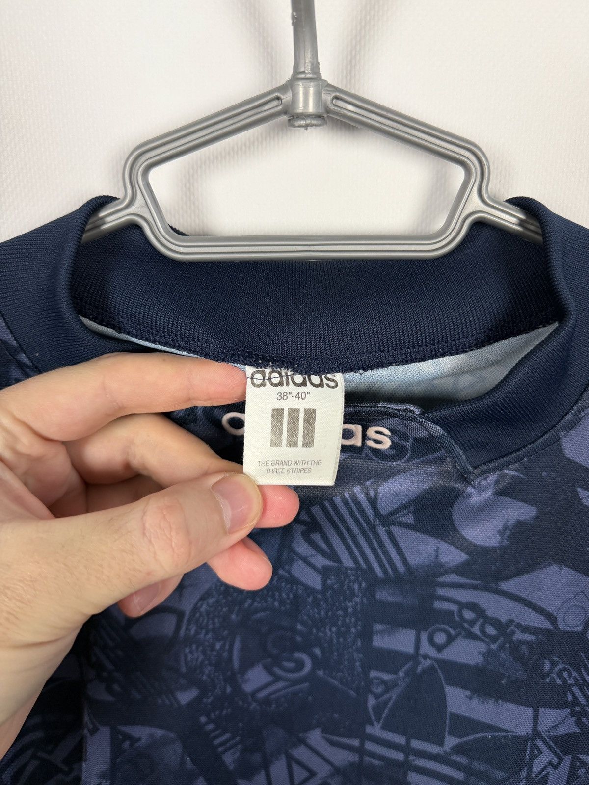 Adidas Adidas Vintage 90s Big Logo Jersey Soccer Tee Made in U.K. Size US L / EU 52-54 / 3 - 7 Thumbnail