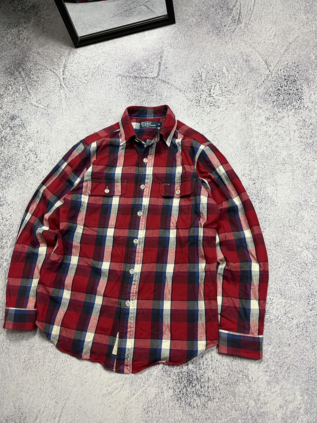 Polo Ralph Lauren × Ralph Lauren × Vintage Polo Ralph Lauren US Naval Res. Plaid Cheked Shirt Flannel Size US M / EU 48-50 / 2 - 4 Thumbnail