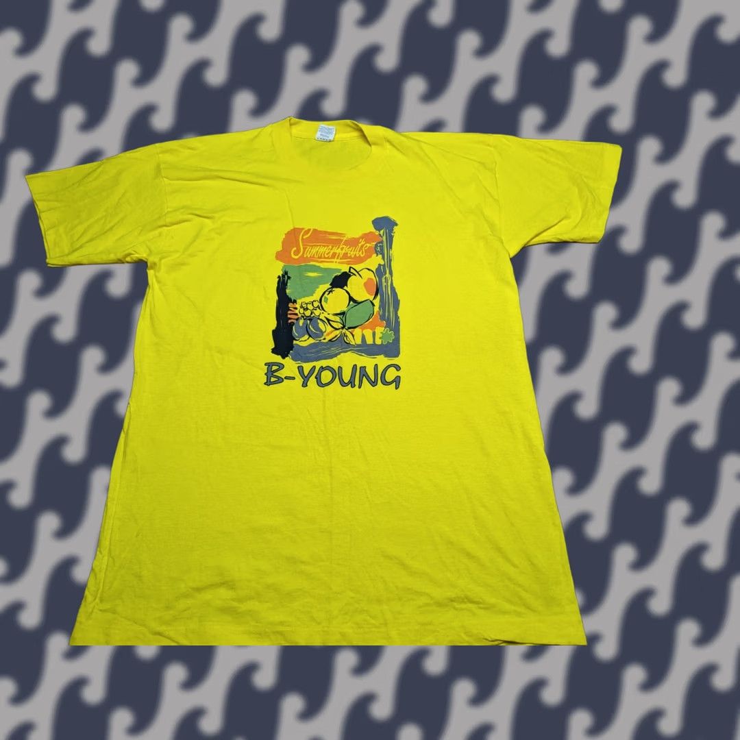 Vintage Screen Stars Vintage Single Stitch T-Shirt Size L Yellow Mens Short Sleeve Cotton Canvas 90s Fruits B-Young Size US L / EU 52-54 / 3 - 1 Thumbnail