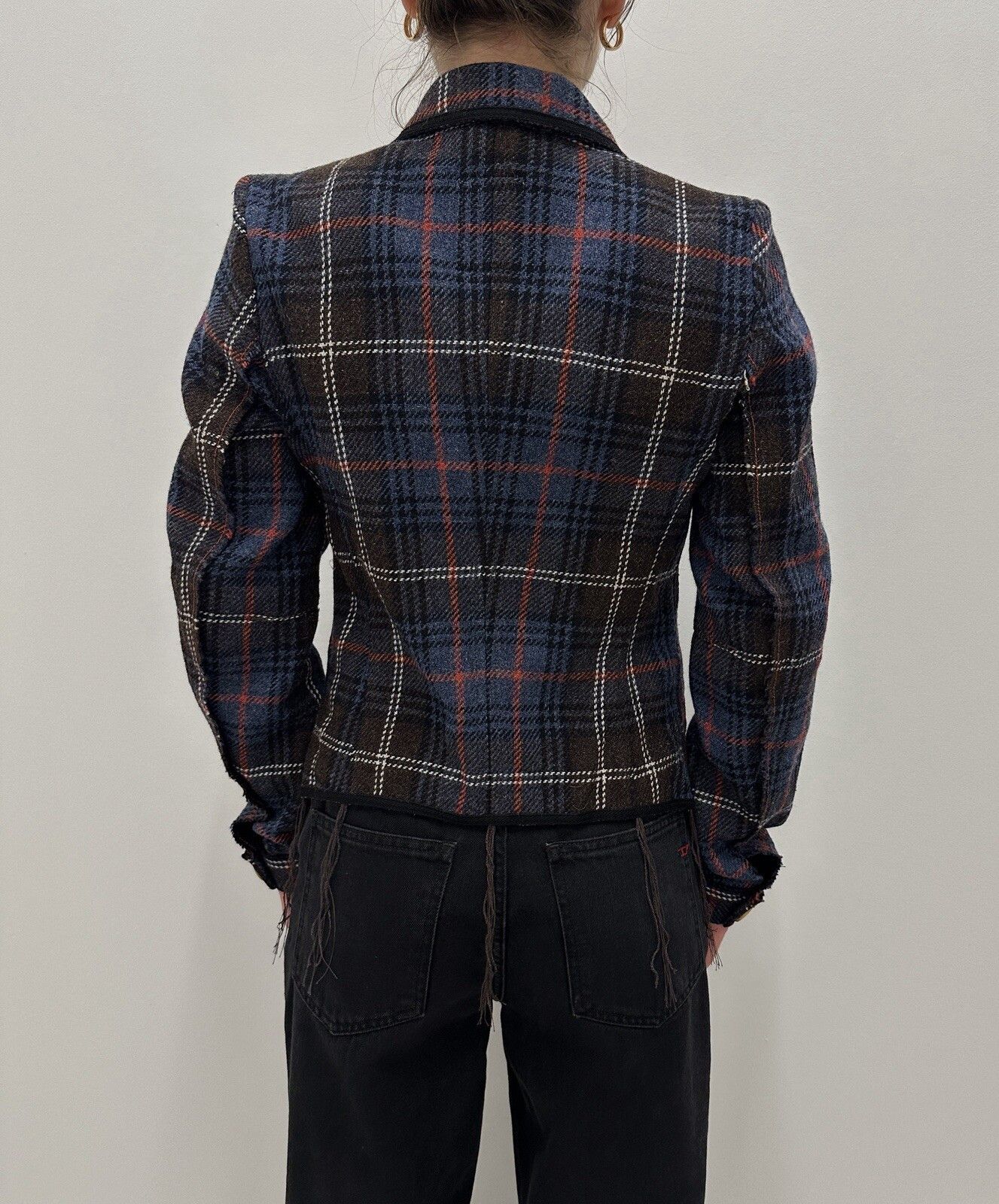 Marithe + Francois Girbaud Marithe Francois Girbaud Women's Tweed Plaid Blazer Jacket Size S / US 4 / IT 40 - 6 Thumbnail