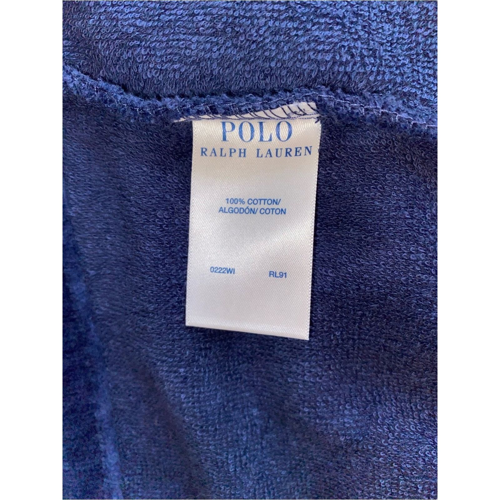 Polo Ralph Lauren Polo Ralph Lauren Navy Terry Robe w Lg Red Polo Pony Mens S Size 46 - 7 Thumbnail