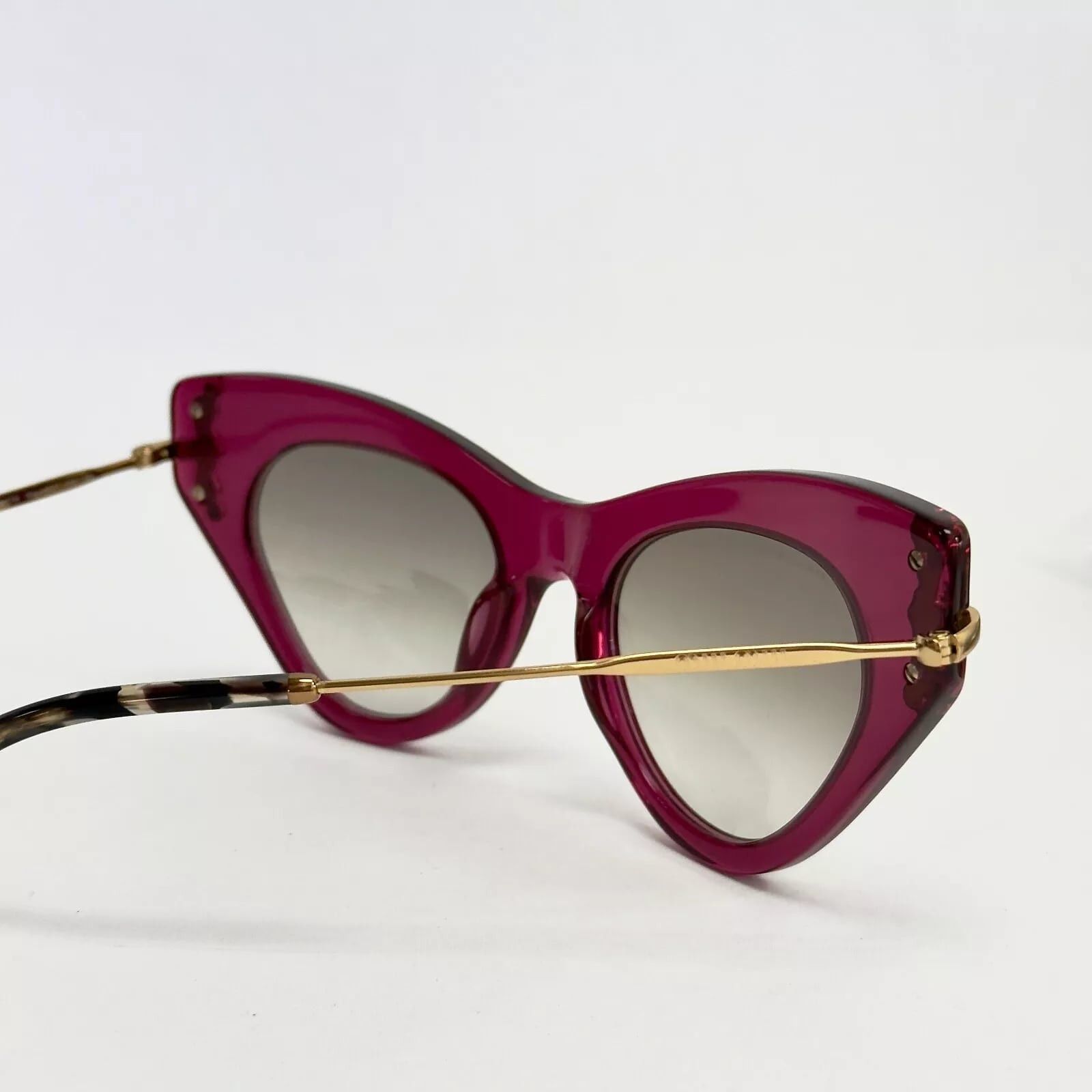 Miu Miu MIU MIU Glow 04P MU04PS Pink Gold Jewel Geometric Sunglasses Size ONE SIZE - 3 Thumbnail