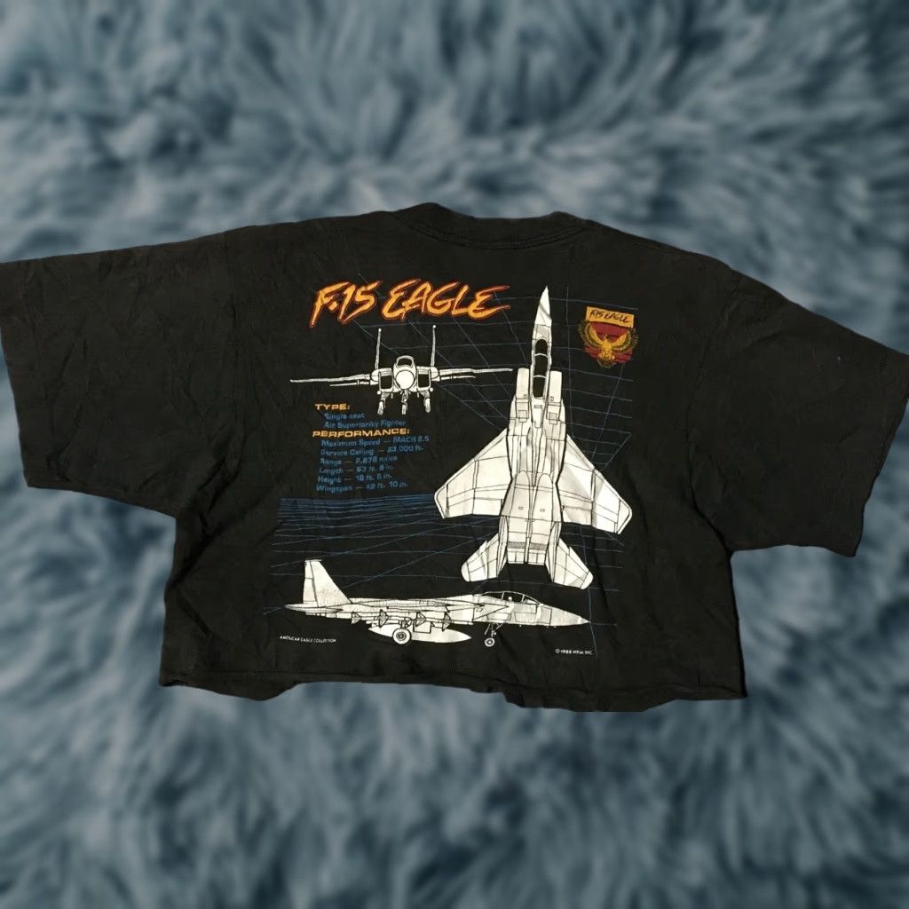 Vintage VINTAGE F-15 Eagle T-Shirt Shirt Crop M USAF Army Biker Grunge 80s 90s Black Womens US Single Stitch Distressed Size M / US 6-8 / IT 42-44 - 1 Thumbnail