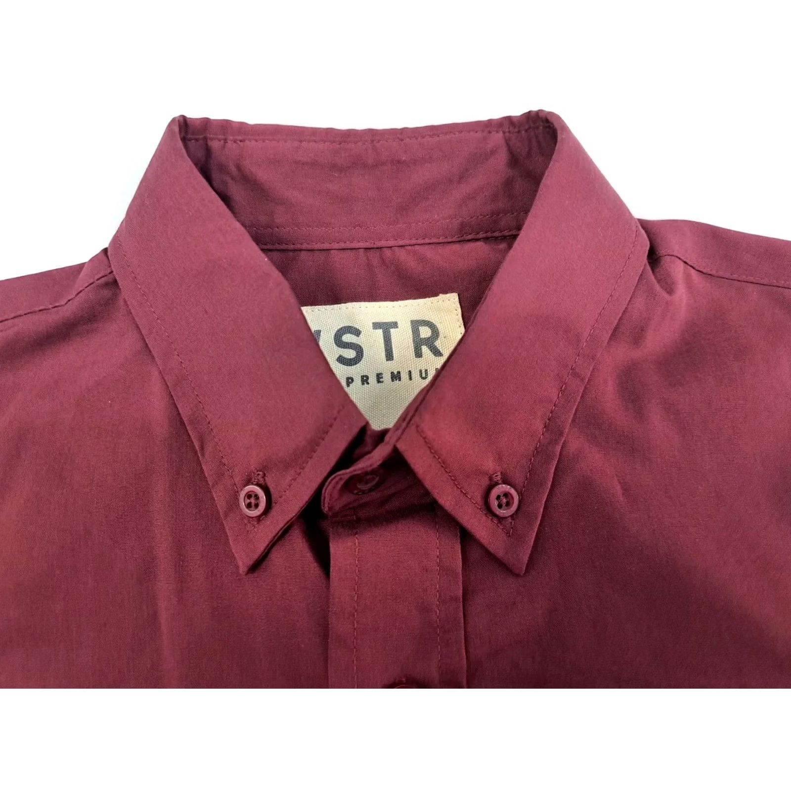 Vintage VSTR Premium Mens Short Sleeve Button-Up Stretch Shirt M Maroon Knit Casual Shirt, Win? Size US M / EU 48-50 / 2 - 2 Thumbnail