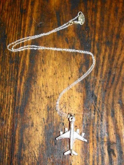 Handmade Sterling Silver Airplane Charm Necklace Size ONE SIZE - 2 Thumbnail