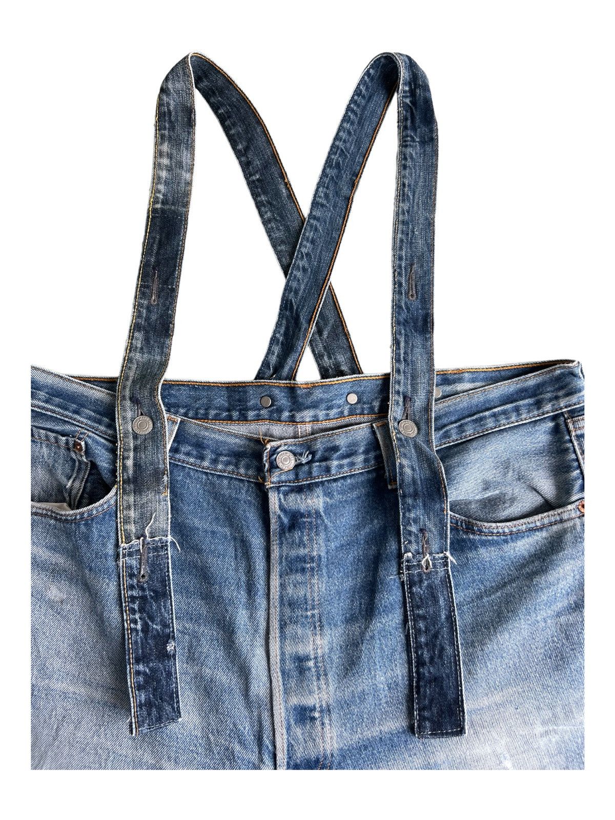 Levi's Vintage Clothing RARE Levi's 501 Reconstructed Baggy Jeans Suspender Overall Size US 38 / EU 54 - 8 Thumbnail