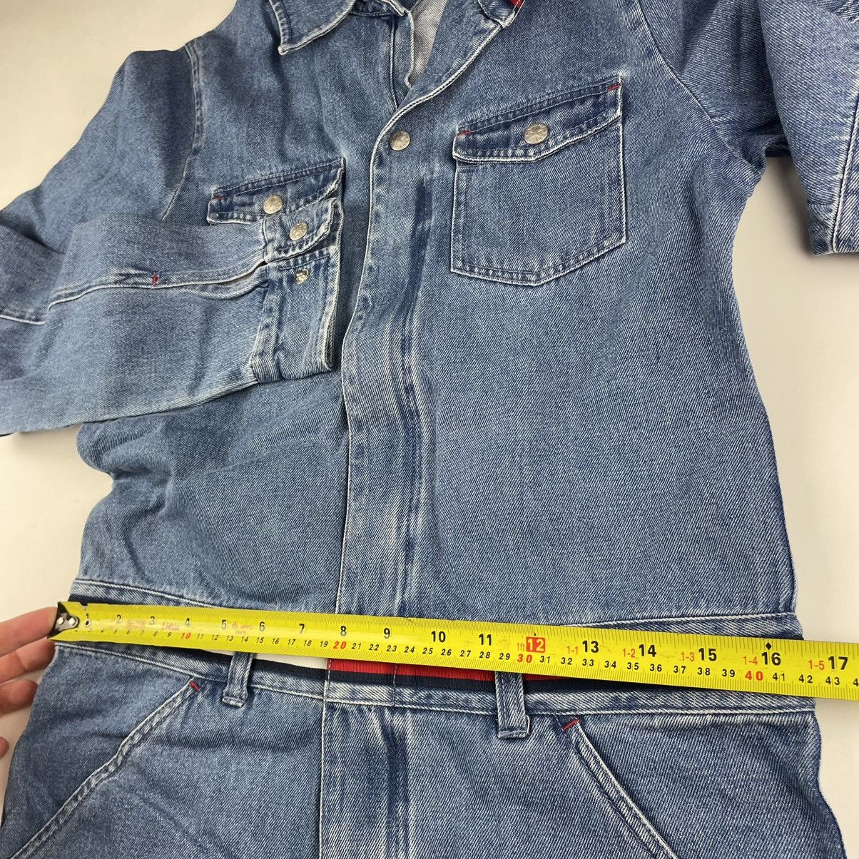 Tommy Hilfiger × Tommy Jeans × Vintage VTG Y2K TOMMY JEANS Hilfiger M Denim Jumpsuit Coverall slim Size M / US 6-8 / IT 42-44 - 15 Thumbnail