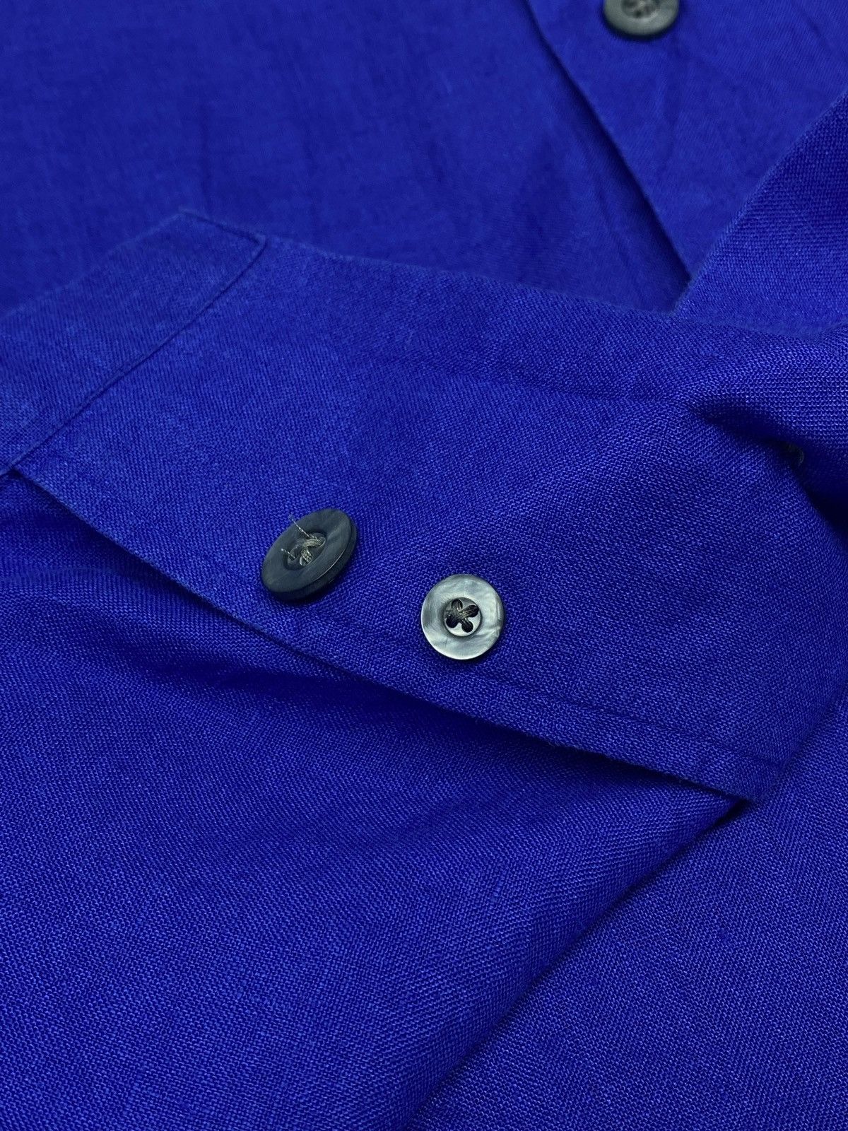 Kenzo Vintage Kenzo Homme Royal Blue Linen Shirt Old Money Size US L / EU 52-54 / 3 - 18 Thumbnail