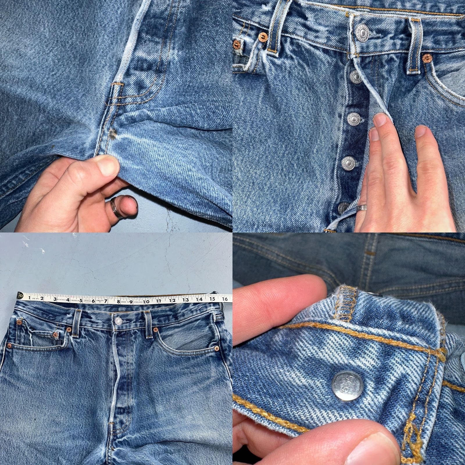 Levi's VINTAGE Levi's 501 Jeans Men Straight Leg 90s USA Blue Cotton Denim Medium Wash 34x38 Size US 34 / EU 50 - 8 Thumbnail