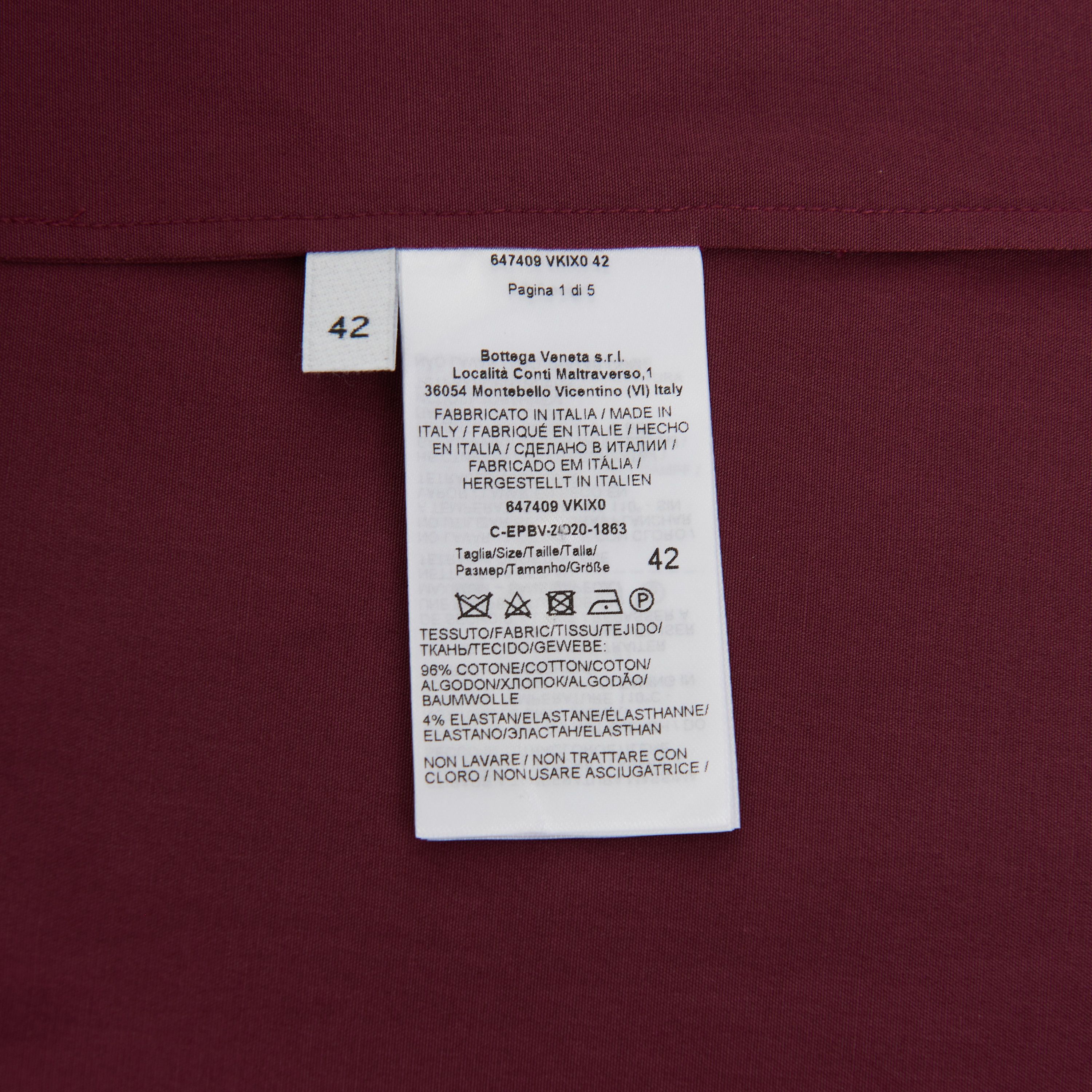 Long Sleeve Compact Stretch Poplin Dress In Bordeaux