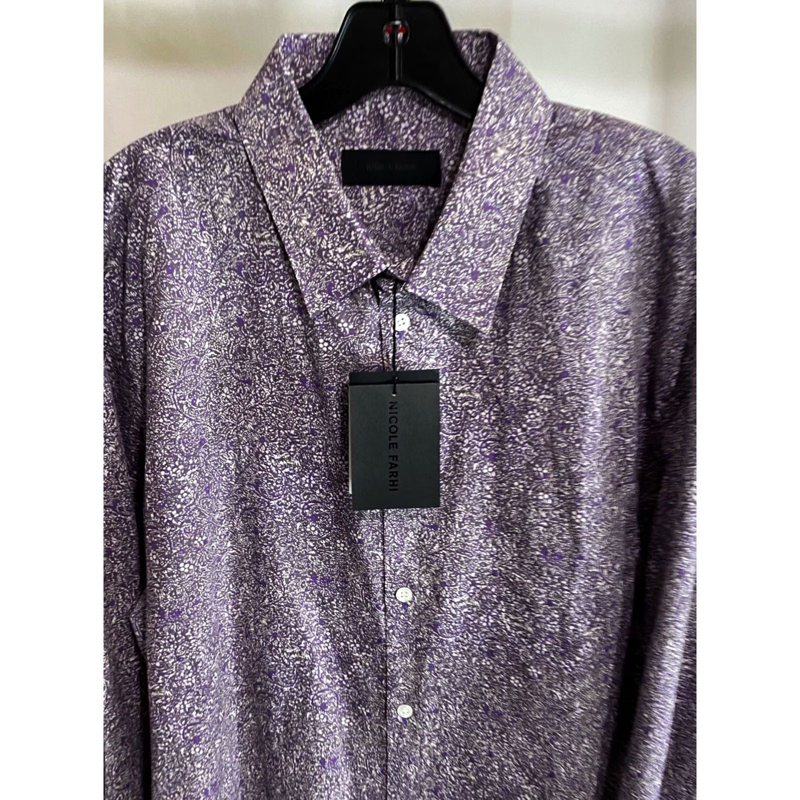 Nicole Farhi Nicole Farhi Shirt XL Long Sleeve Plum Floral NWT Mens 17.5 x 35/36 Extra Large Button-Up Size US XL / EU 56 / 4 - 5 Thumbnail
