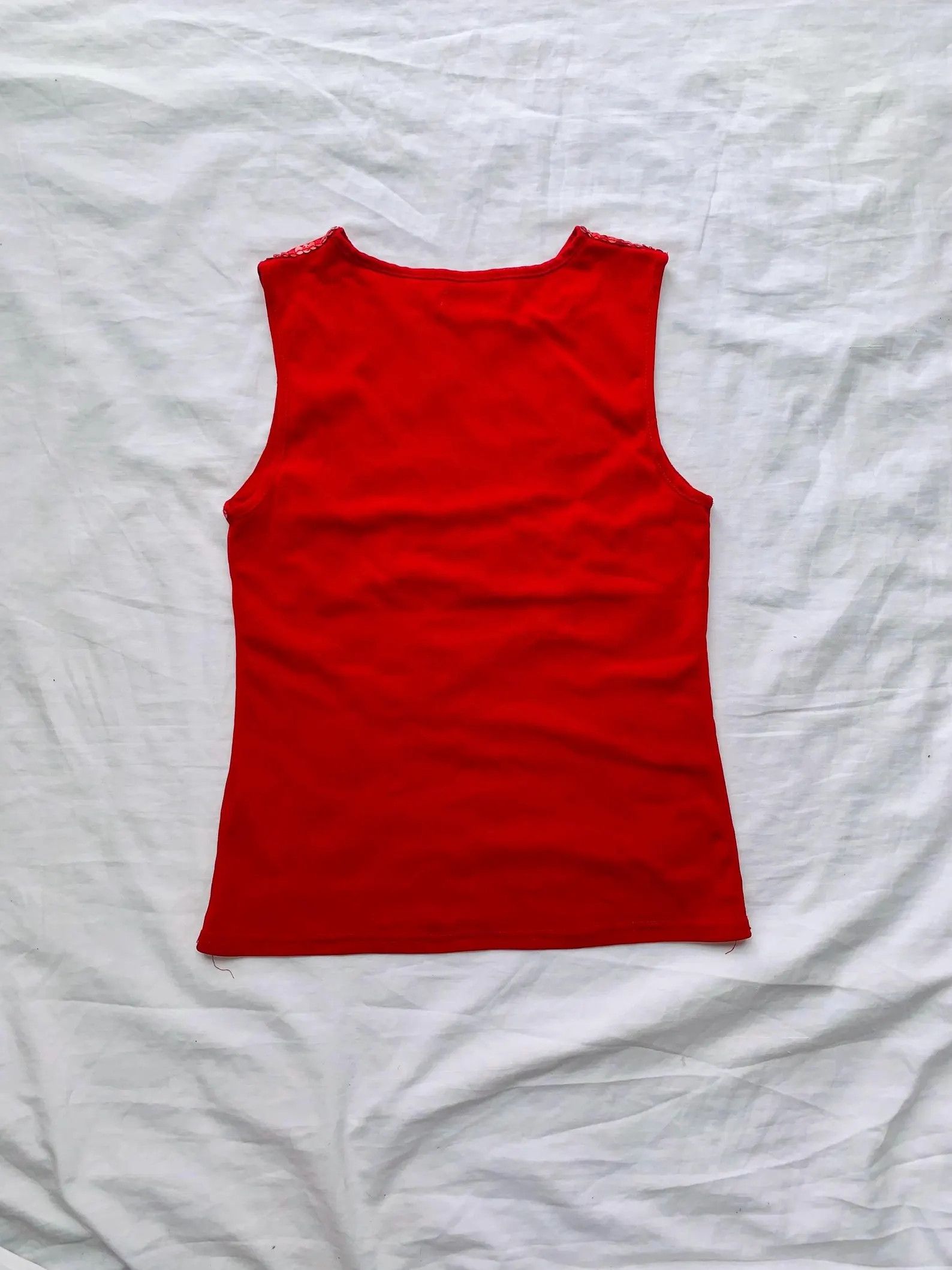 Vintage Y2K Red Sequin Mesh Tank Top – M Size M / US 6-8 / IT 42-44 - 7 Thumbnail