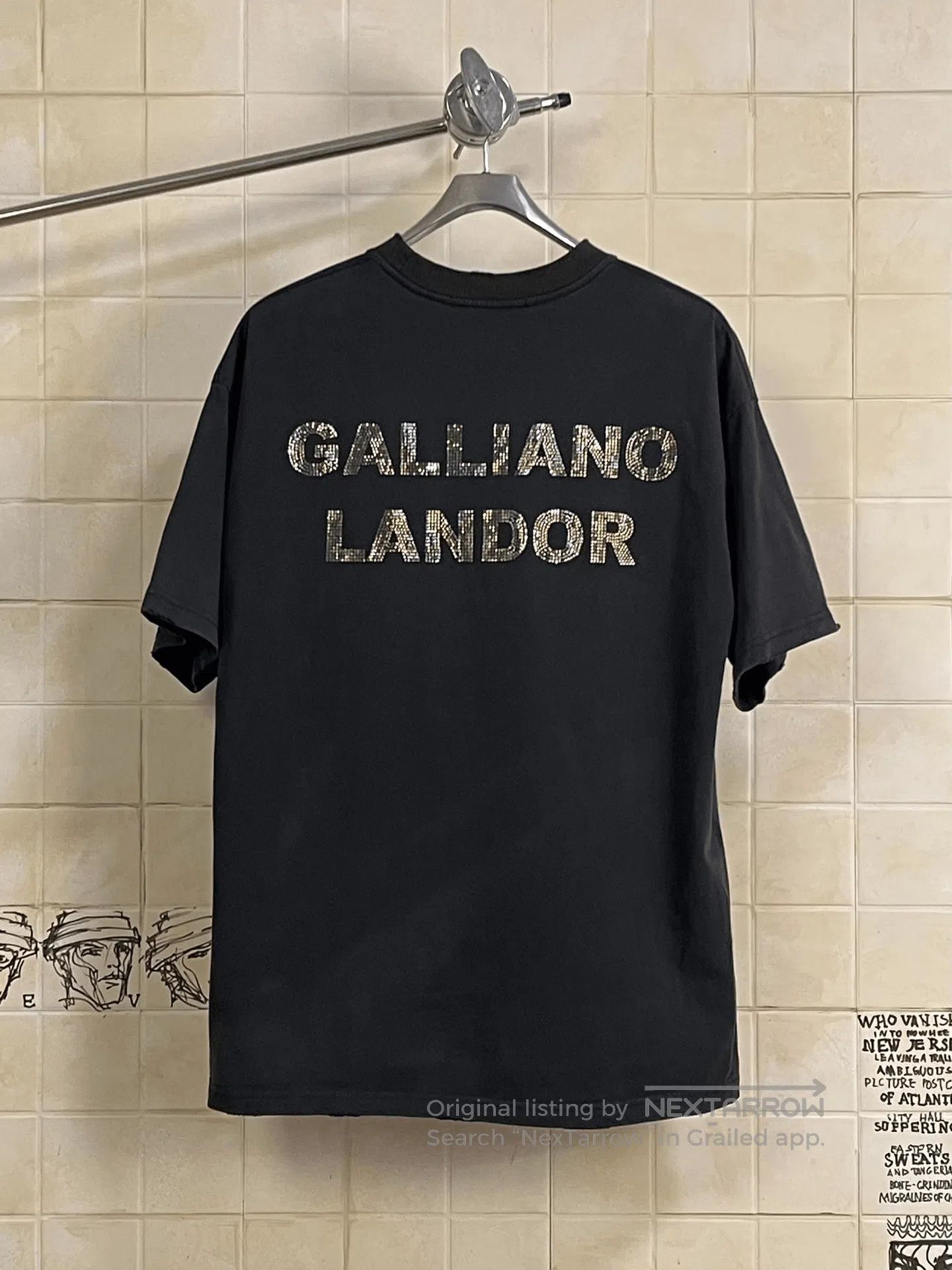 Vintage GALLIANO LANDOR Black Short Sleeve T. Size US M / EU 48-50 / 2 - 2 Thumbnail