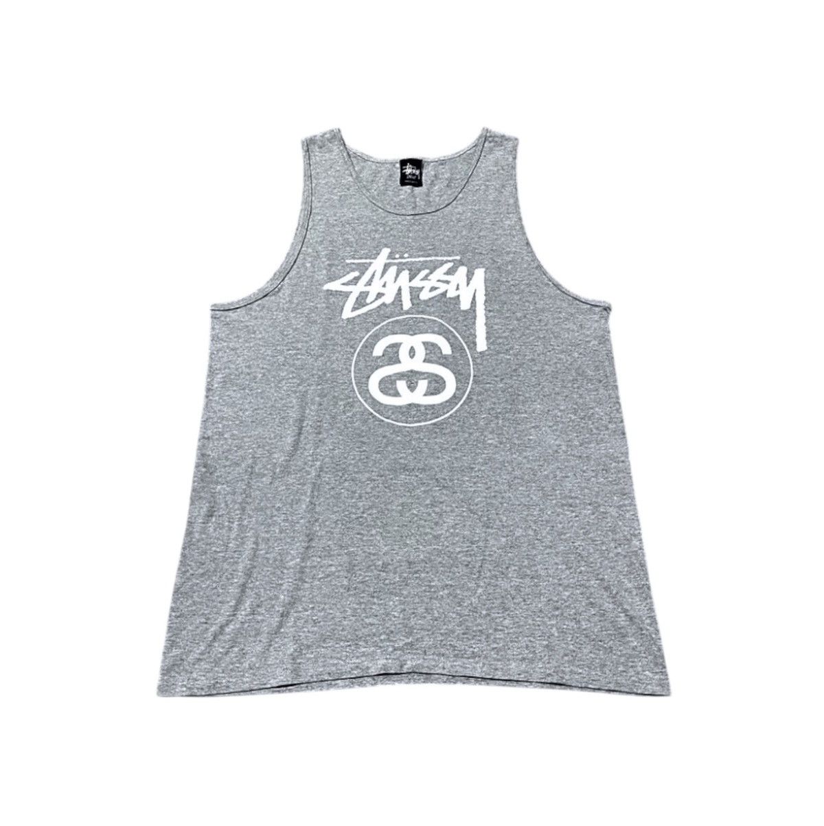 Stussy Stussy Grey Cotton Sleeveless Shirt White Big Logo Tank Top Size US L / EU 52-54 / 3 - 1 Thumbnail