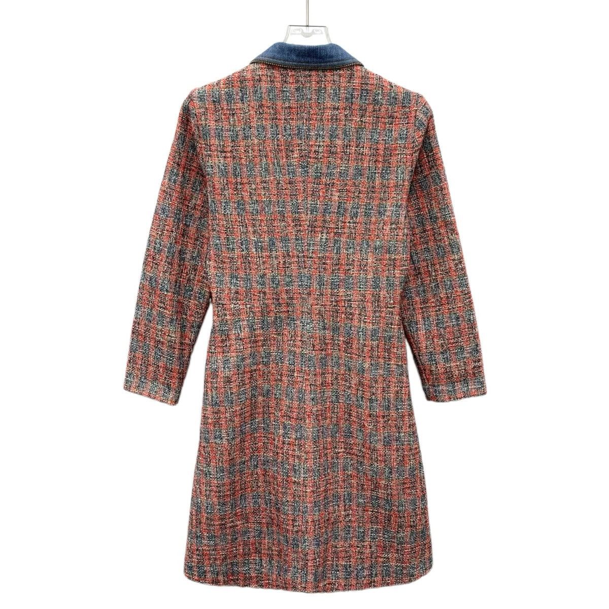 Maje Maje Pink Striped Cotton Lapel Long-sleeve Tweed Dress K26WX Size XS / US 0-2 / IT 36-38 - 2 Thumbnail