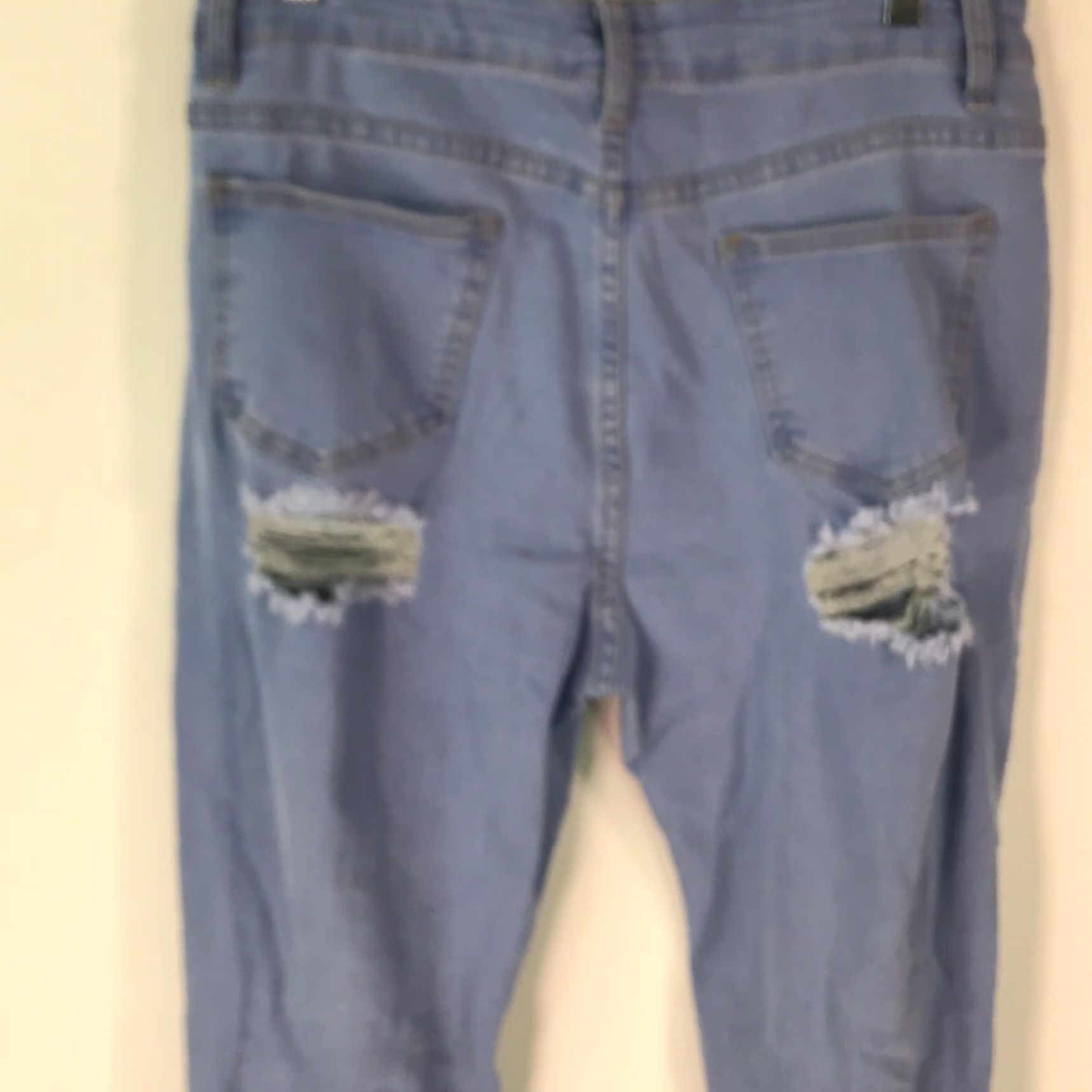 Denime Womens Flared Ripped Blue Denim Jeans, Regular Fit, Medium, Mid Rise, Stretch, Casual, 30 Inseam, 32 Waist Size 32" / US 10 / IT 46 - 4 Thumbnail