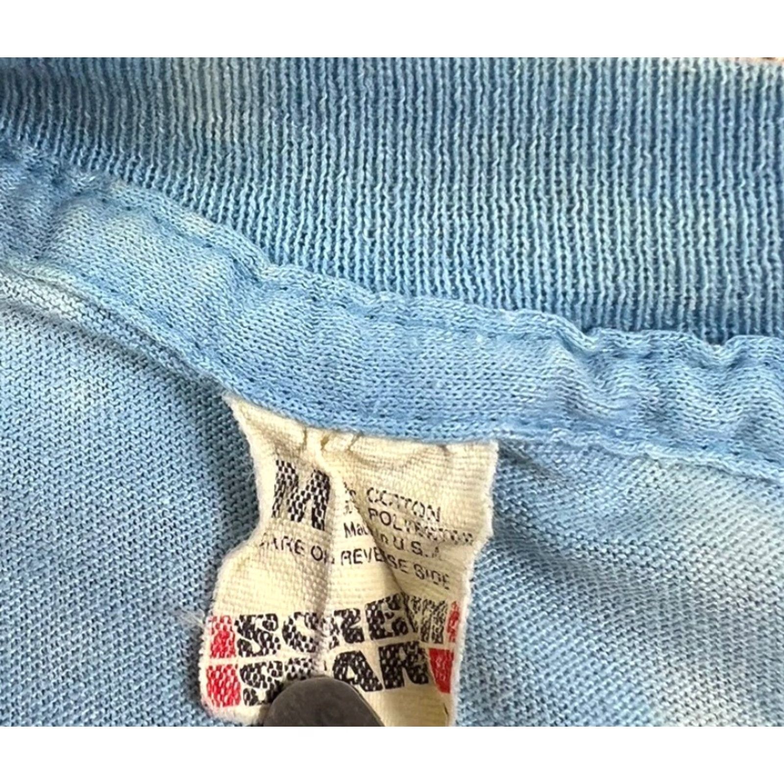 Vintage VINTAGE Screen Stars Shirt Blue 80s Medium M Cotton Sportswear/Beach Boys? No, gender not specified. Size US M / EU 48-50 / 2 - 4 Thumbnail