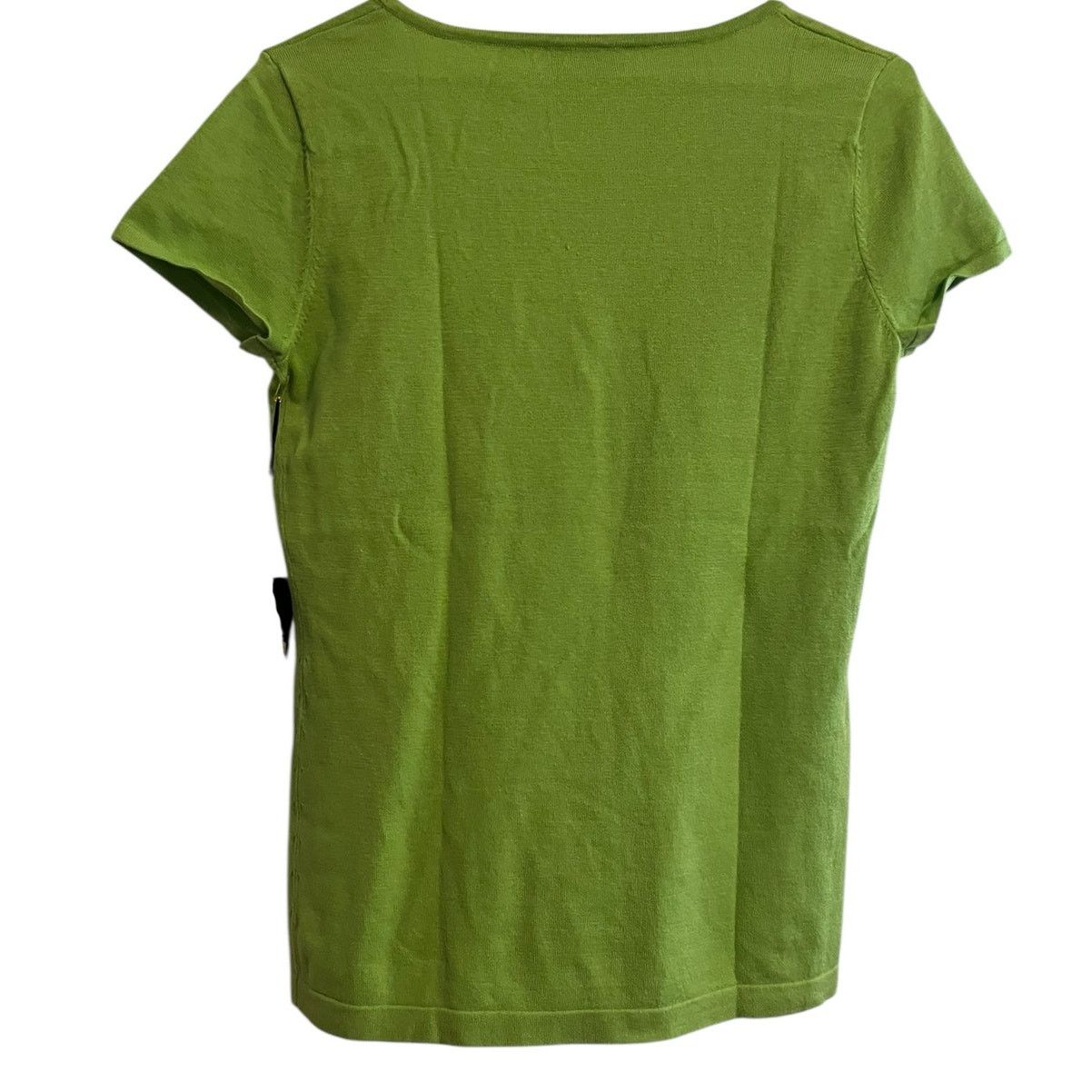 Designer Rondina New York Silk Blend Short Sleeve Green Knit Top M Size M / US 6-8 / IT 42-44 - 2 Thumbnail