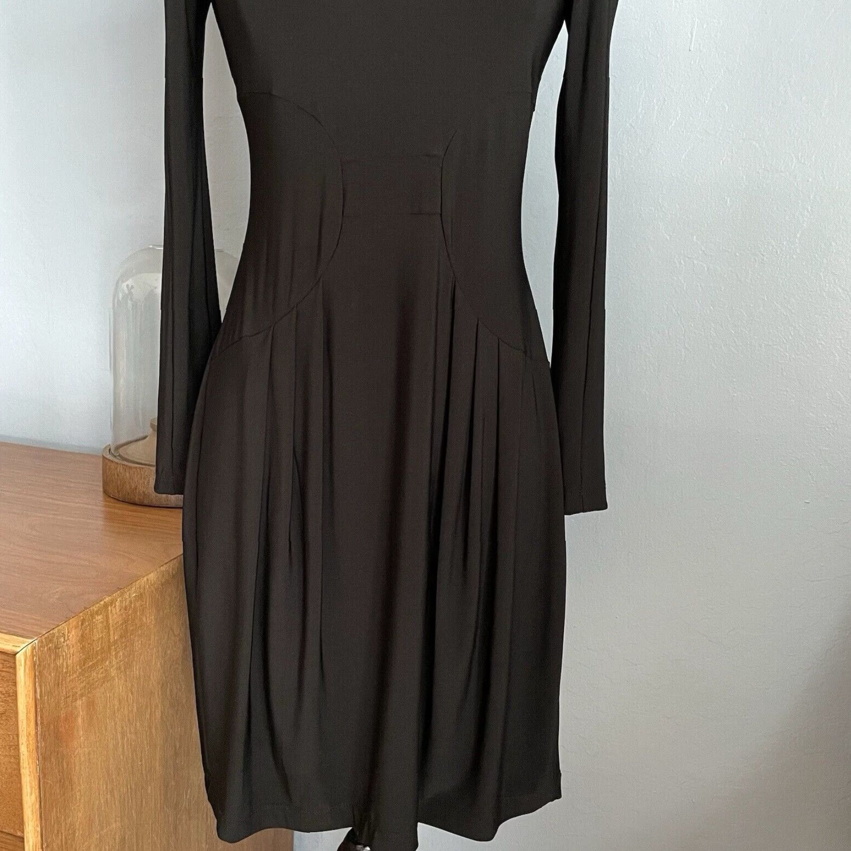 Isabel Marant Isabel Marant Black Jersey Knit Dress Size 4 Women Mini Sheath Pleated Short Length 75% tencel 25% polyester Size S / US 4 / IT 40 - 6 Thumbnail