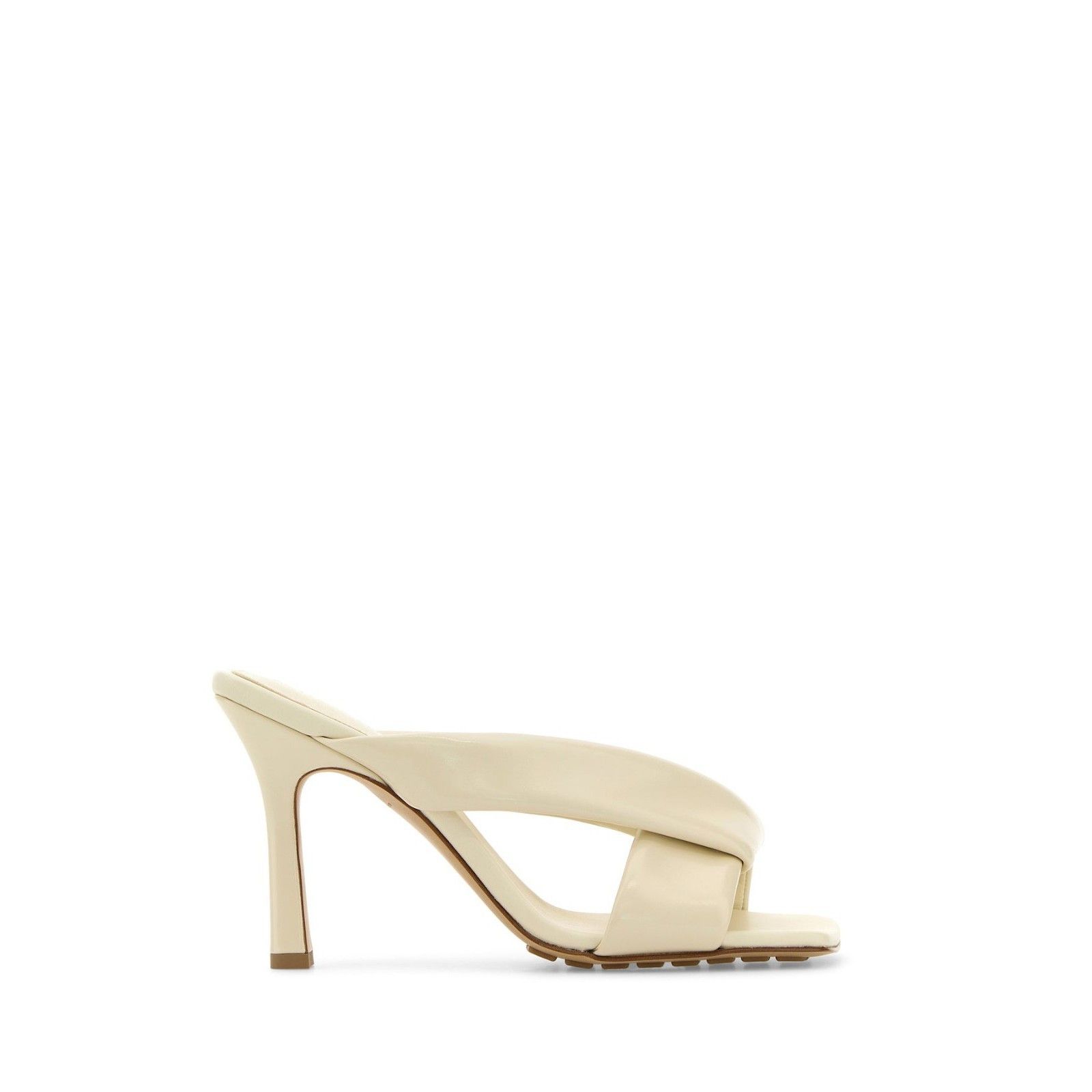 BOTTEGA VENETA Riva Cream Beige Leather 90mm Heel Mules New