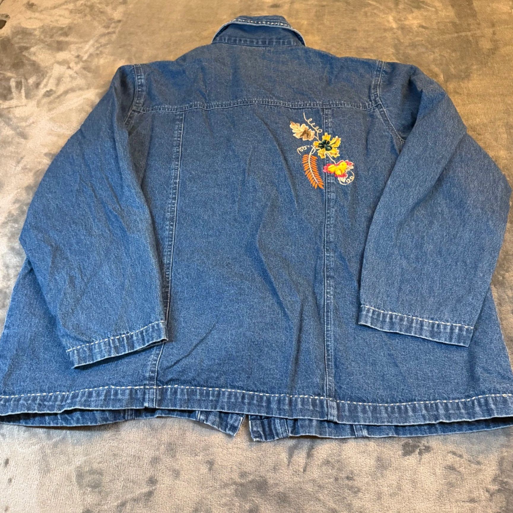 Denime VINTAGE Northcrest Denim Jacket Floral Embroidered Button Front Womens Size 22/24 Size 3XL / US 20-22 - 4 Thumbnail