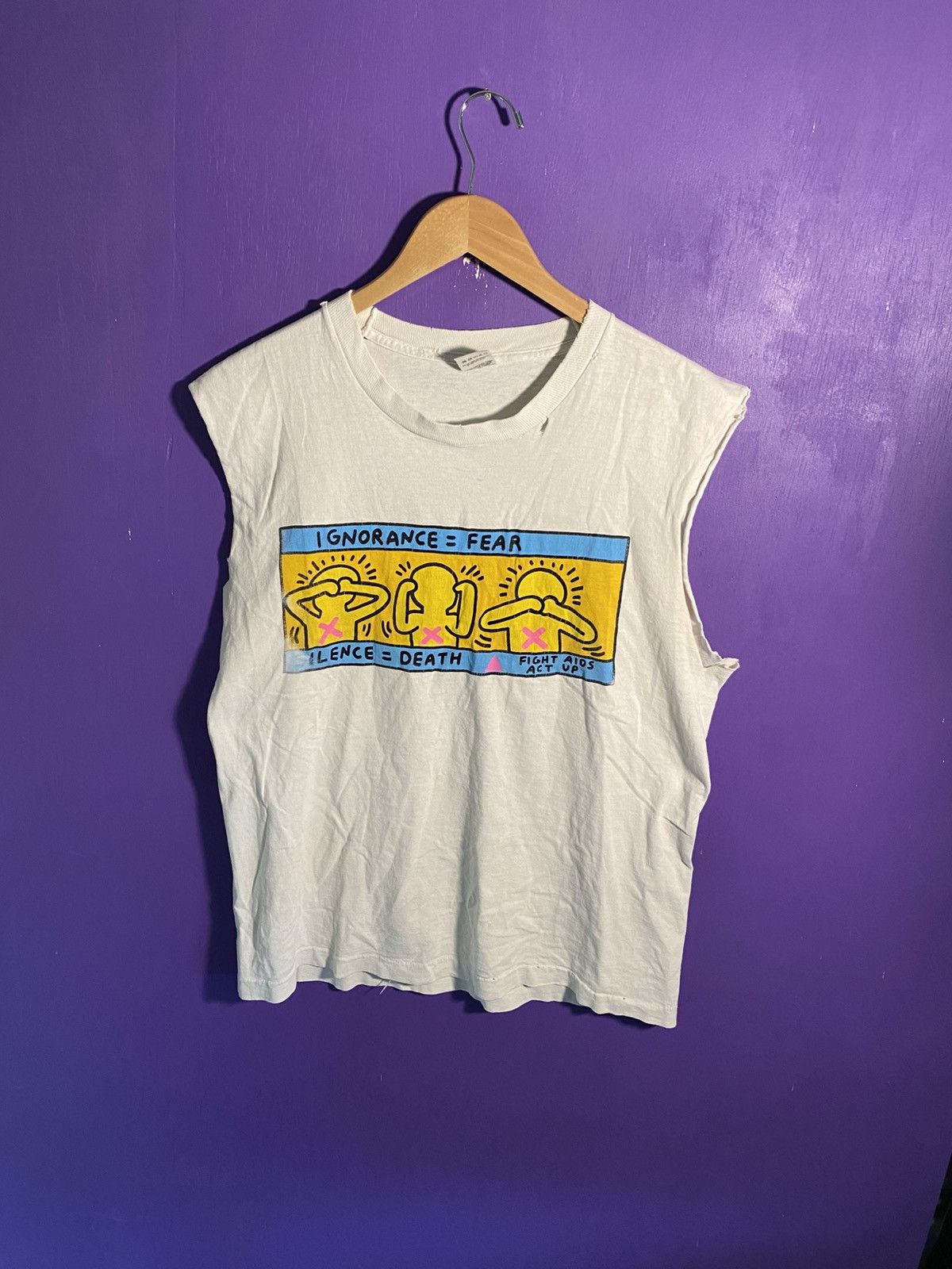 Keith Haring Vintage 90s Keith Haring ignorance=fear tank top Size US L / EU 52-54 / 3 - 1 Thumbnail
