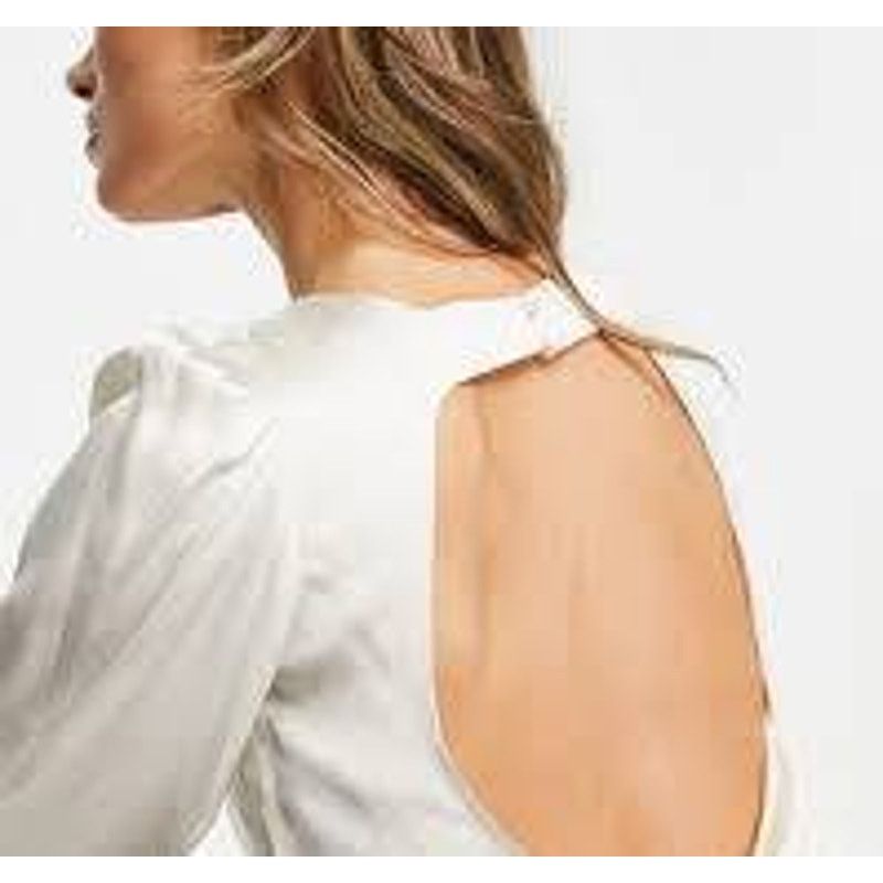 & Other Stories & Other Stories Cream Satin Blouse Cutout Back Tie Size 0 Size XS / US 0-2 / IT 36-38 - 2 Thumbnail