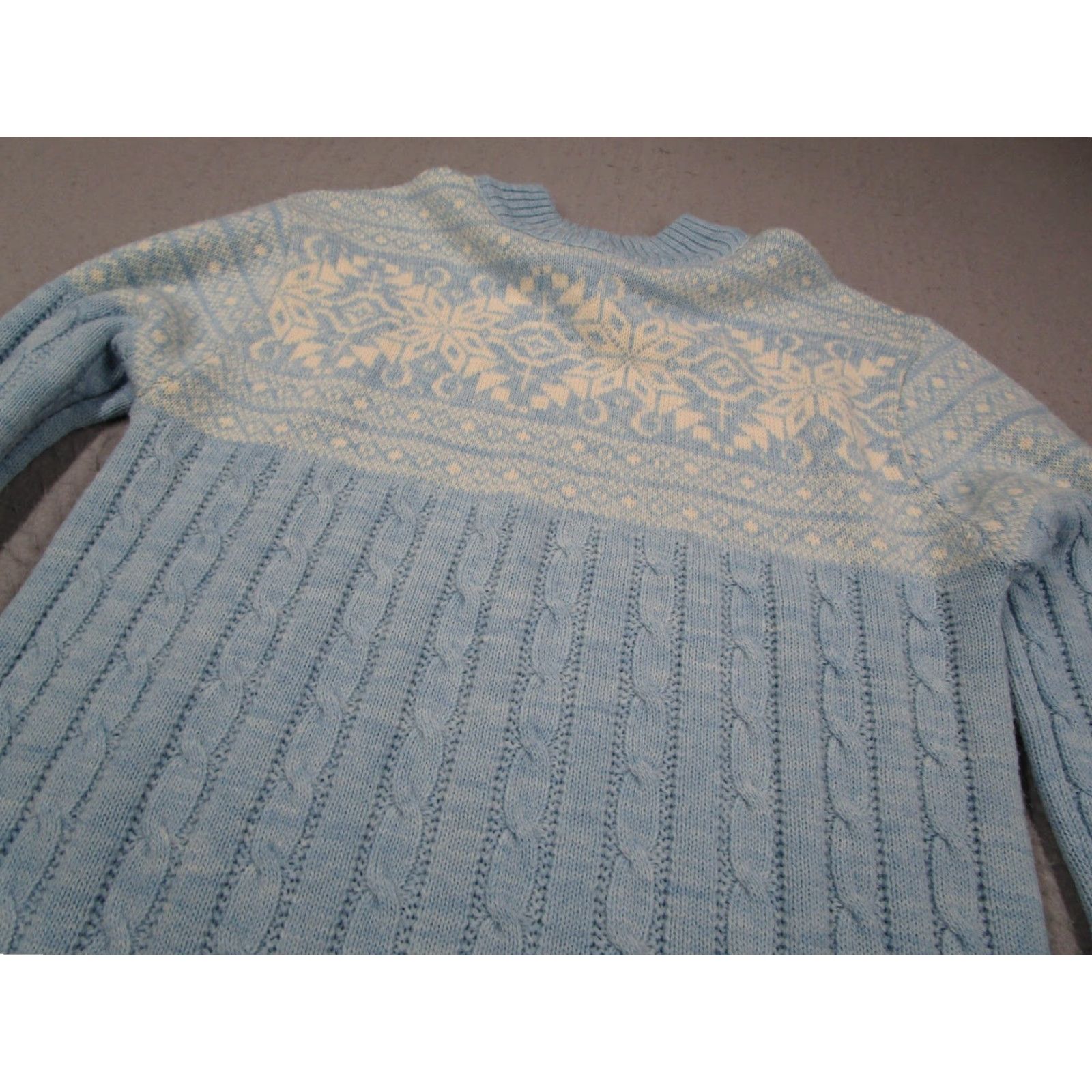 Jantzen VINTAGE Jantzen Sweater Women M Blue Fair Isle Cable Knit Pullover 90s Crew Neck Size M / US 6-8 / IT 42-44 - 2 Thumbnail