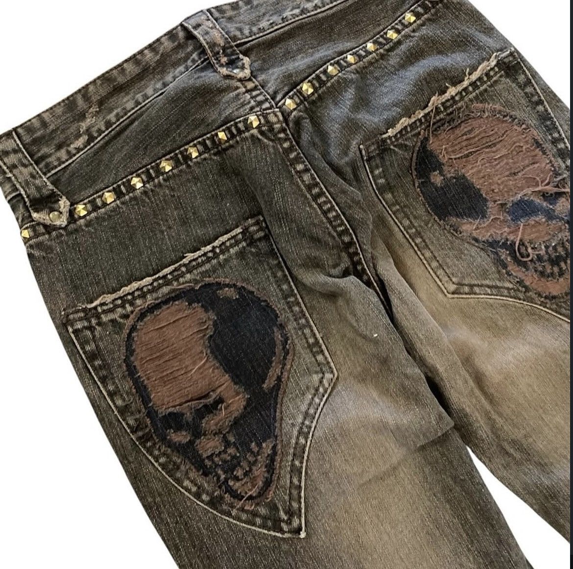 Japanese Brand Veronica skull dust wash denim Size US 27 - 3 Thumbnail