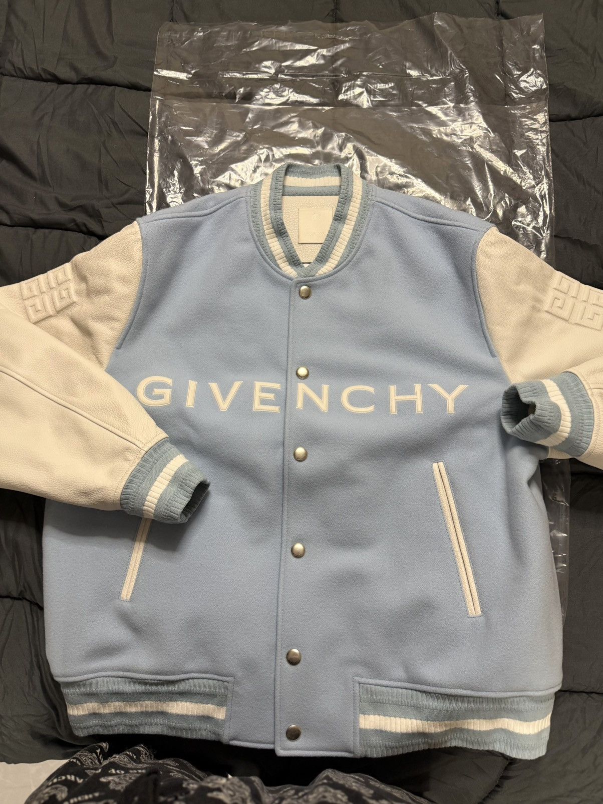 Givenchy Sky Blue Varsity Bomber NEW WITH TAGS Size US XL / EU 56 / 4 - 1 Thumbnail