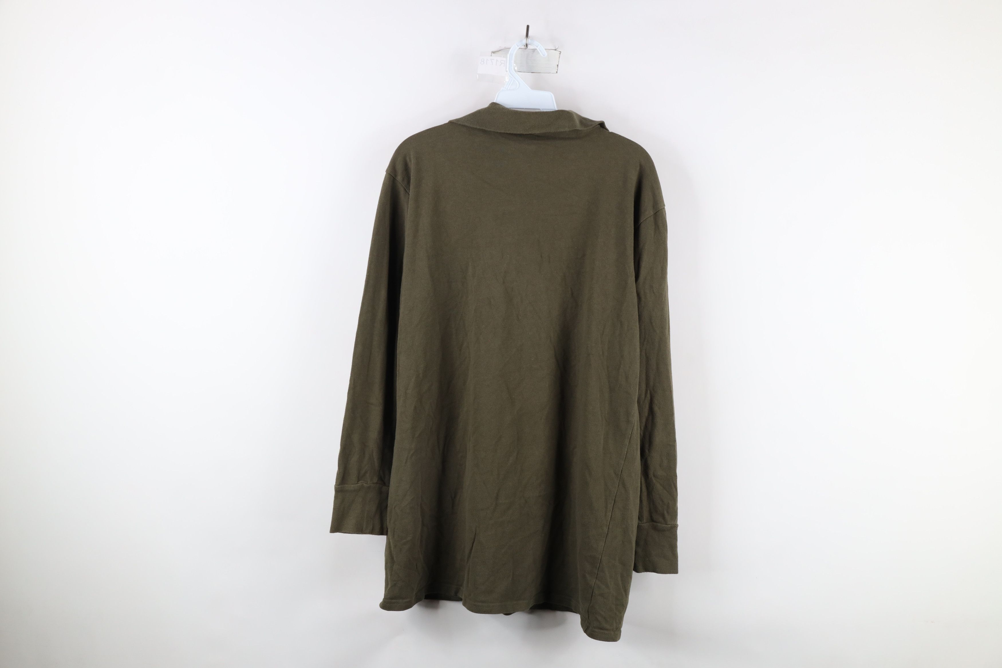 Vintage Vintage German Military Cotton Half Zip Pullover Top Green Size US L / EU 52-54 / 3 - 7 Thumbnail