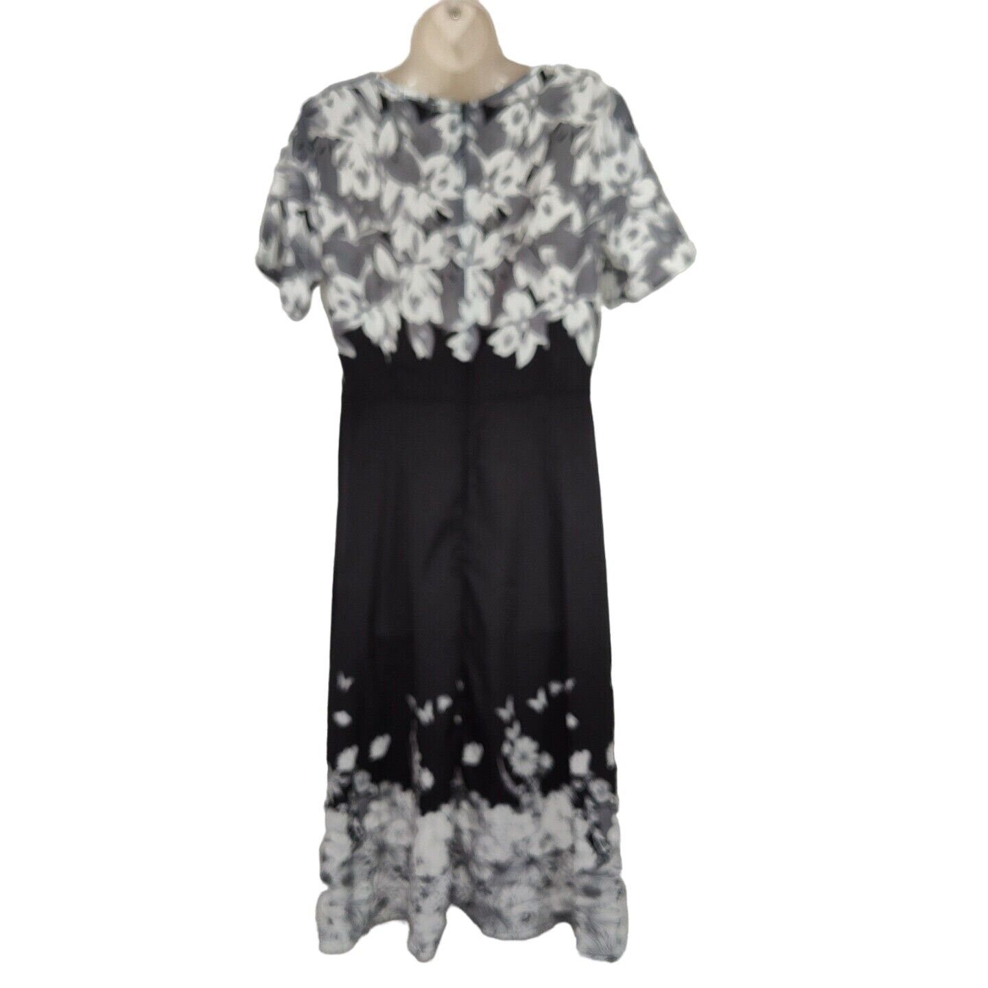 Other Hekka Black Grey Floral A-line V-neck Dress Women Size M Sho Size M / US 6-8 / IT 42-44 - 4 Thumbnail