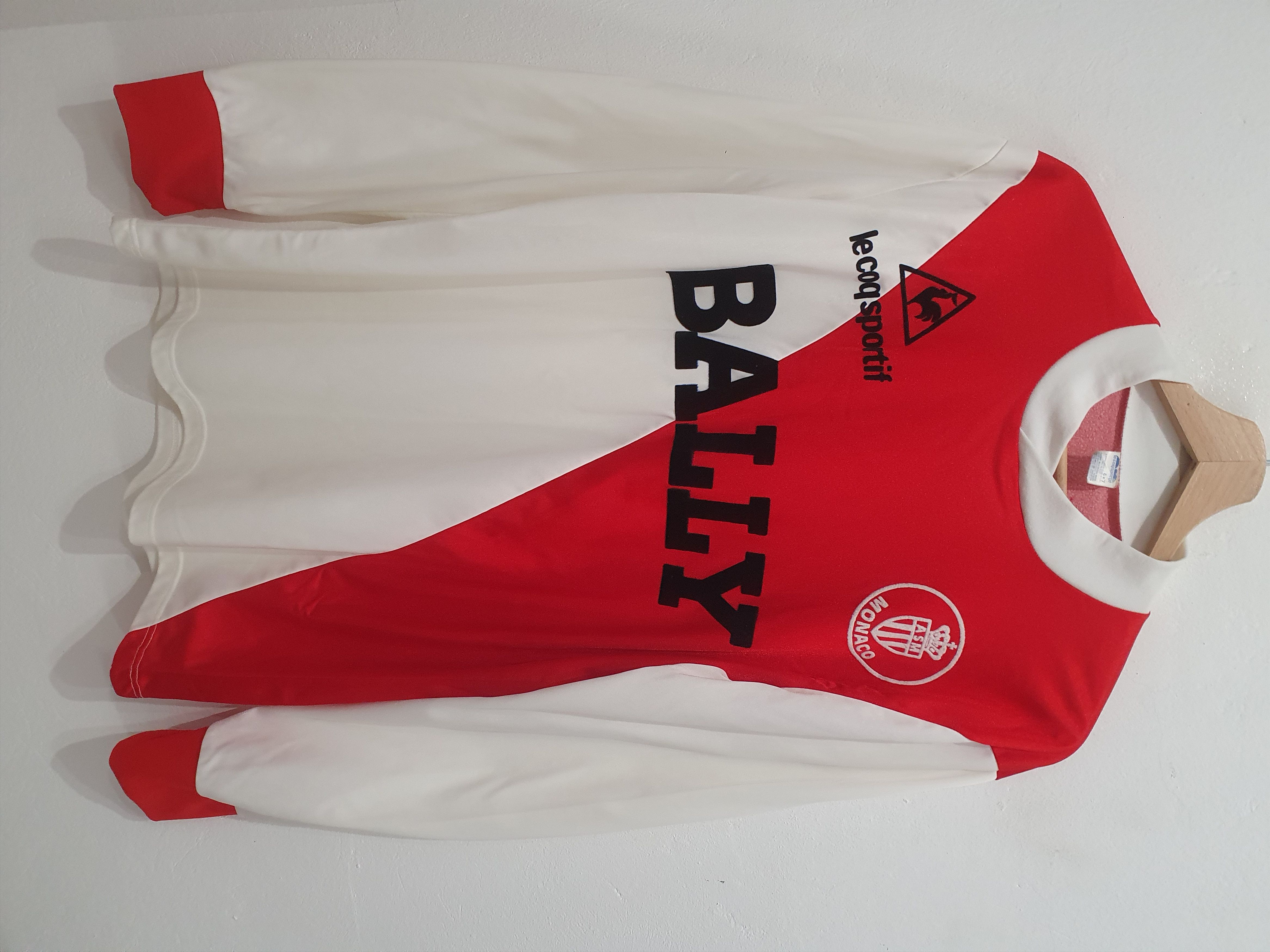 image of Jersey x Le Coq Sportif As Monaco 1984 1986 Le Coq Sportif Size M L Longsleeve in Red White, Men's