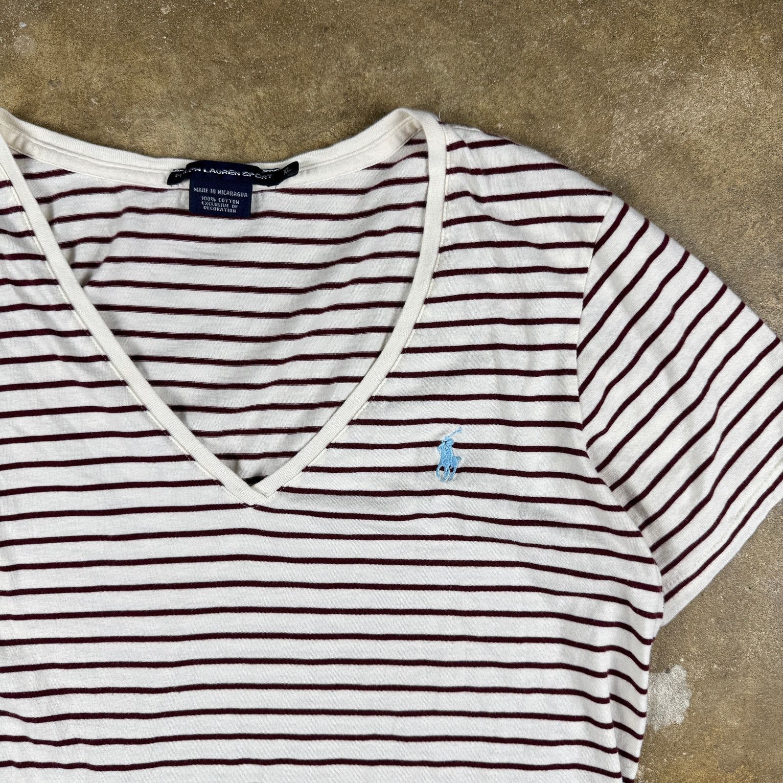 Ralph Lauren Sport Ralph Lauren Sport Y2K Women’s XL Striped V-Neck T-Shirt Size XL / US 12-14 / IT 48-50 - 2 Thumbnail