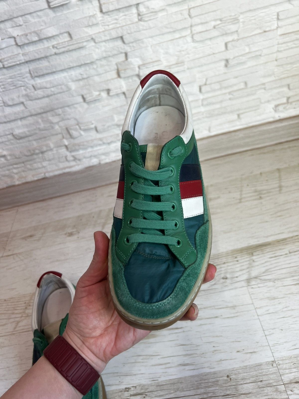 Gucci Gucci Green Suede Nylon Sneakers 501215 Size 38 / US 8 Size US 7.5 / IT 37.5 - 13 Thumbnail