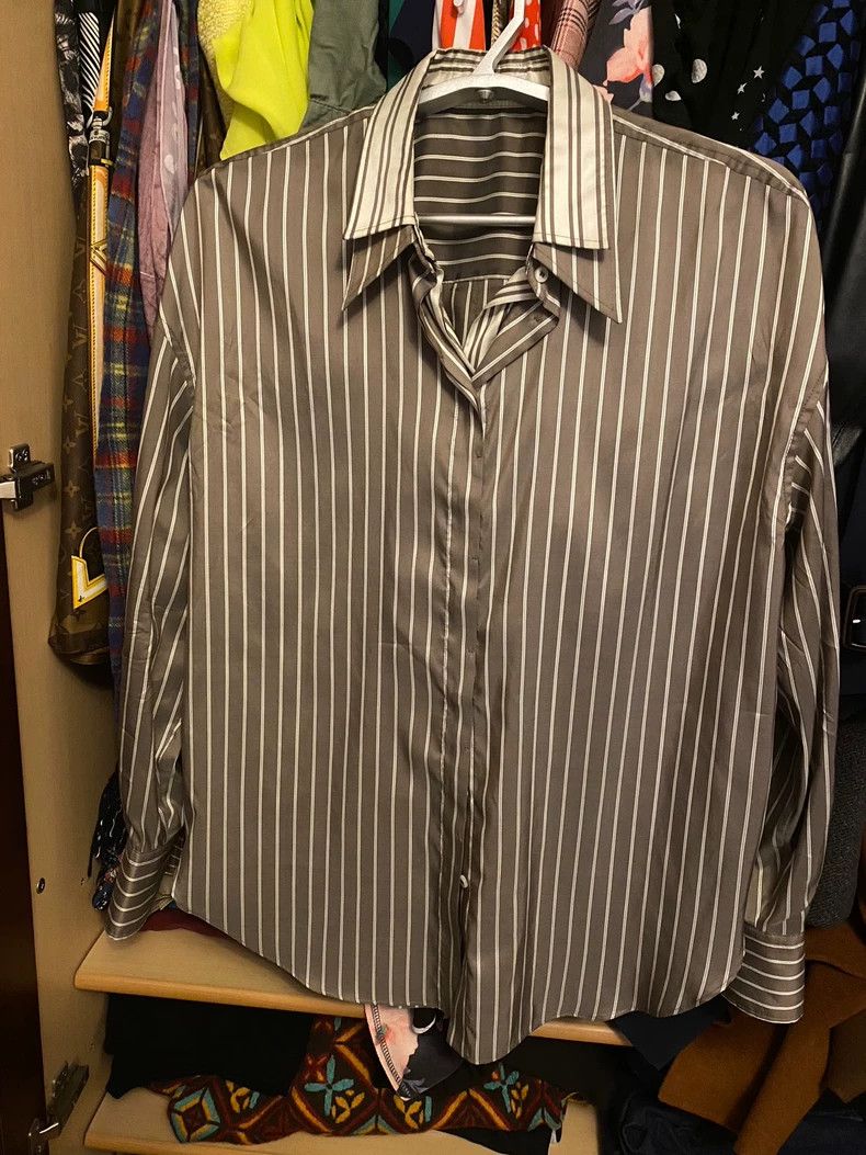 Brunello Cucinelli Brunello Cucinelli Silk Stripe Shirt Size US M / EU 48-50 / 2 - 1 Thumbnail