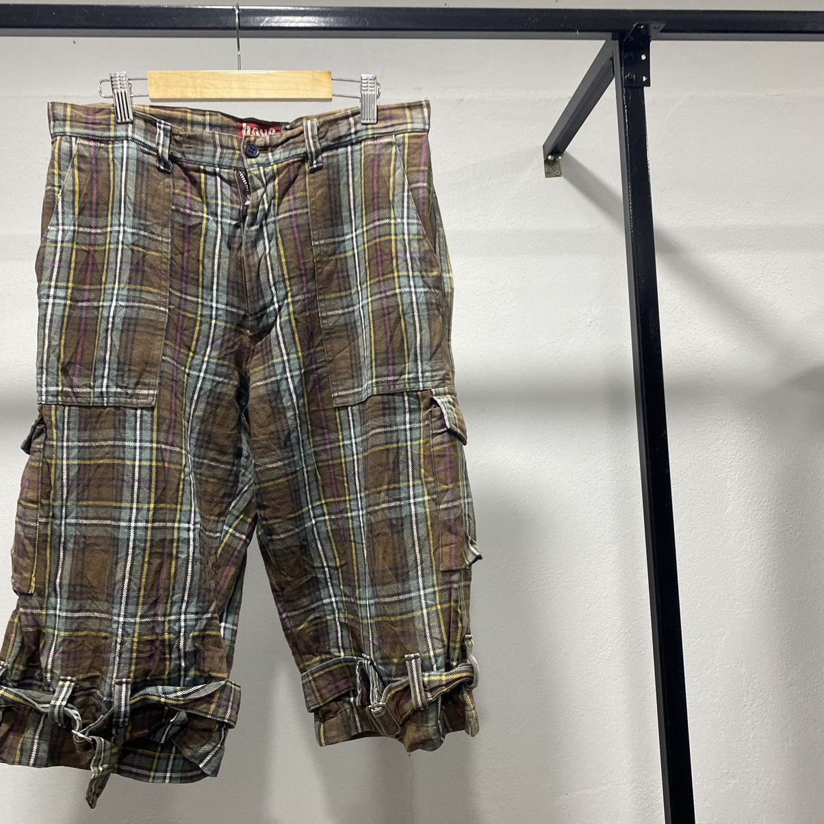 Hysteric Glamour Sick☠️ Batsu Plaid 3q Pants Punk Bondage 90s Hysteric Size US 31 - 2 Thumbnail