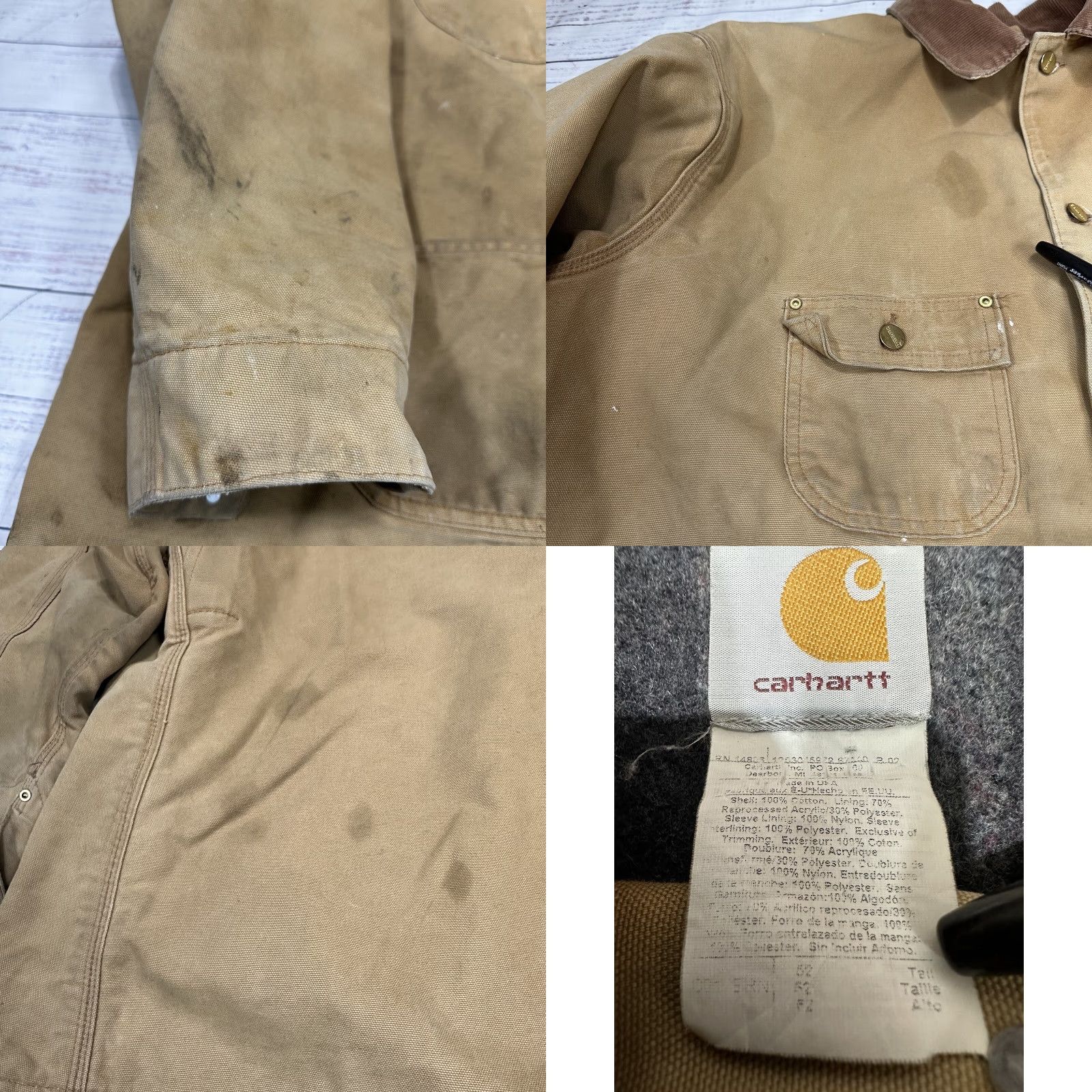 Carhartt VTG Carhartt Jacket Men 52 Tall Tan Brown Trucker Blanket Lined 4 Pocket Size US L / EU 52-54 / 3 - 8 Thumbnail