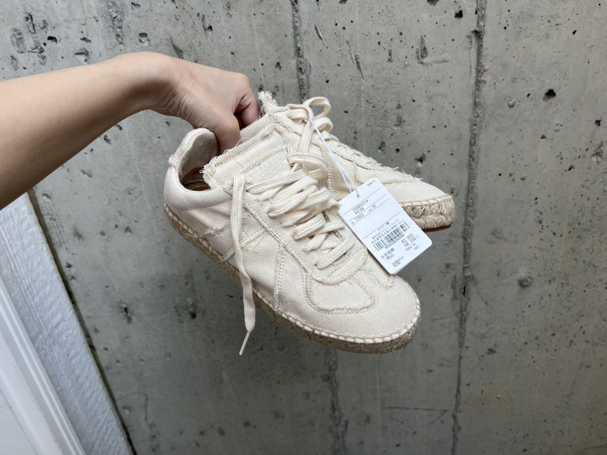 Maison Margiela Maison Margiela Cream Canvas Replica Espadrille Sneakers Size US 4 / IT 34 - 1 Thumbnail