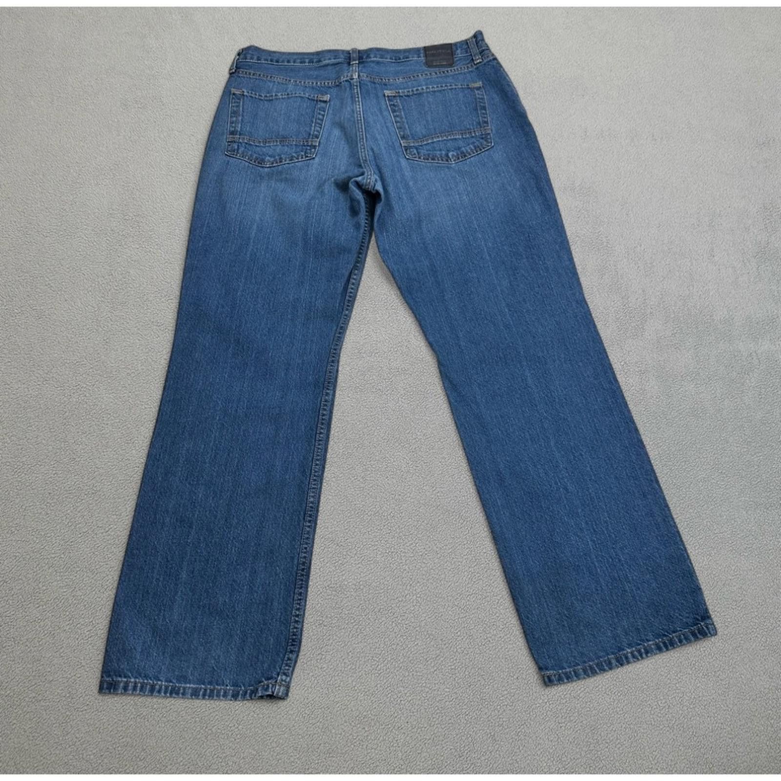Nautica Nautica Jeans Mens 33x30 Blue Relaxed Fit Straight Medium Size US 33 - 2 Thumbnail