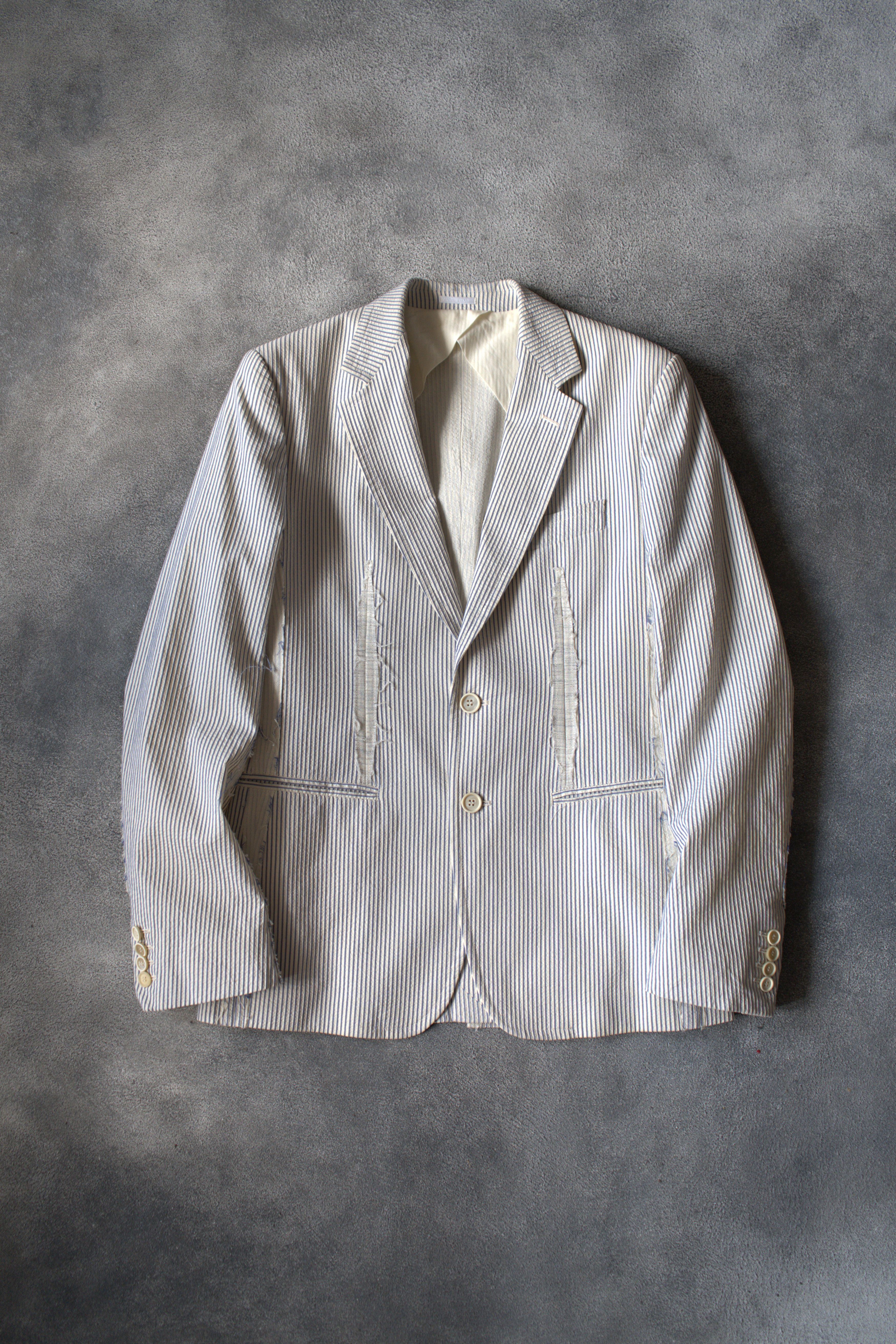 Alexander McQueen S/S 2006 Alexander McQueen RUNWAY Deconstructed Striped Suit Size 48R - 4 Thumbnail