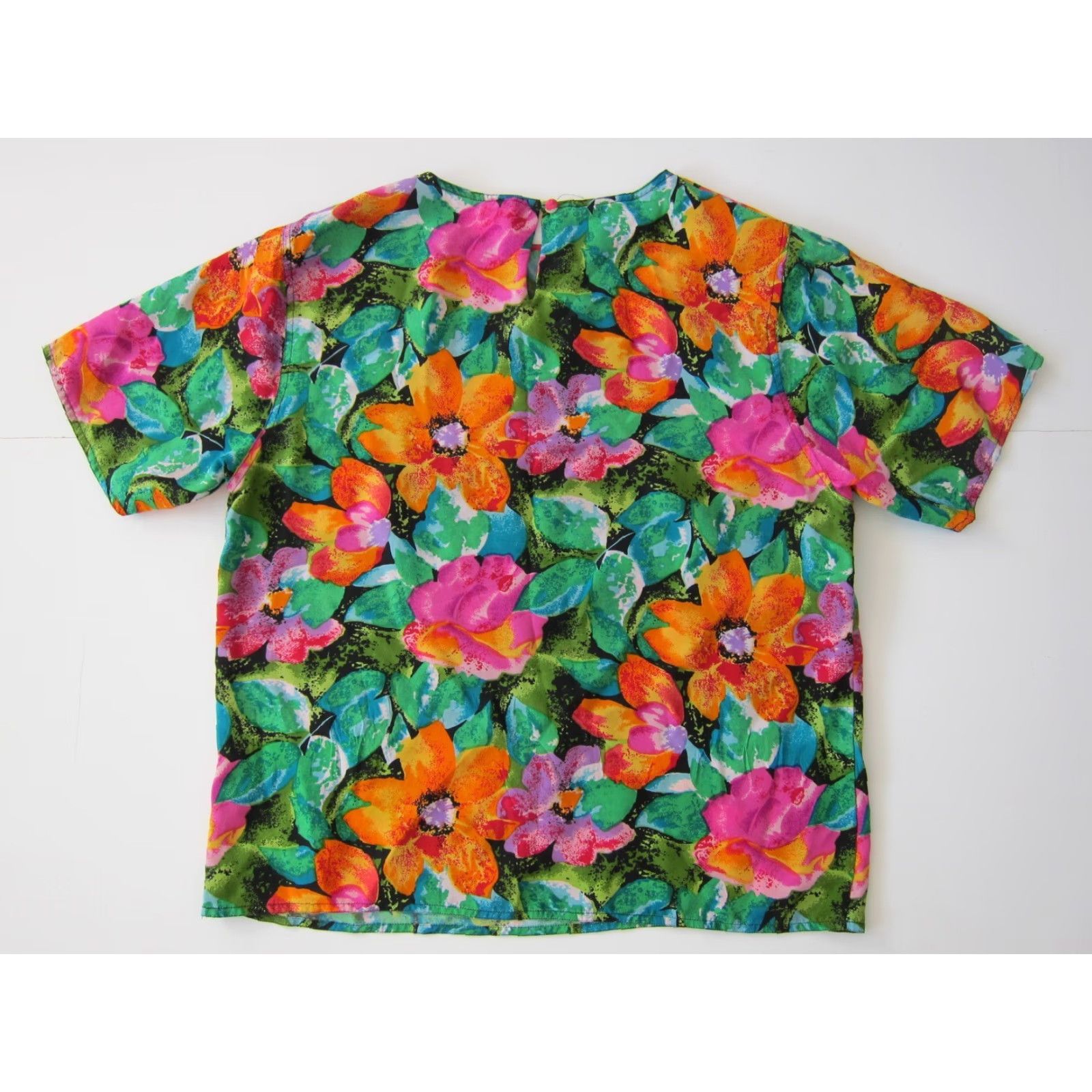 Pinko Vintage Dahan Blouse Tunic 100% Silk Short Sleeve Pink White Green Floral M Womens Size M / US 6-8 / IT 42-44 - 7 Thumbnail