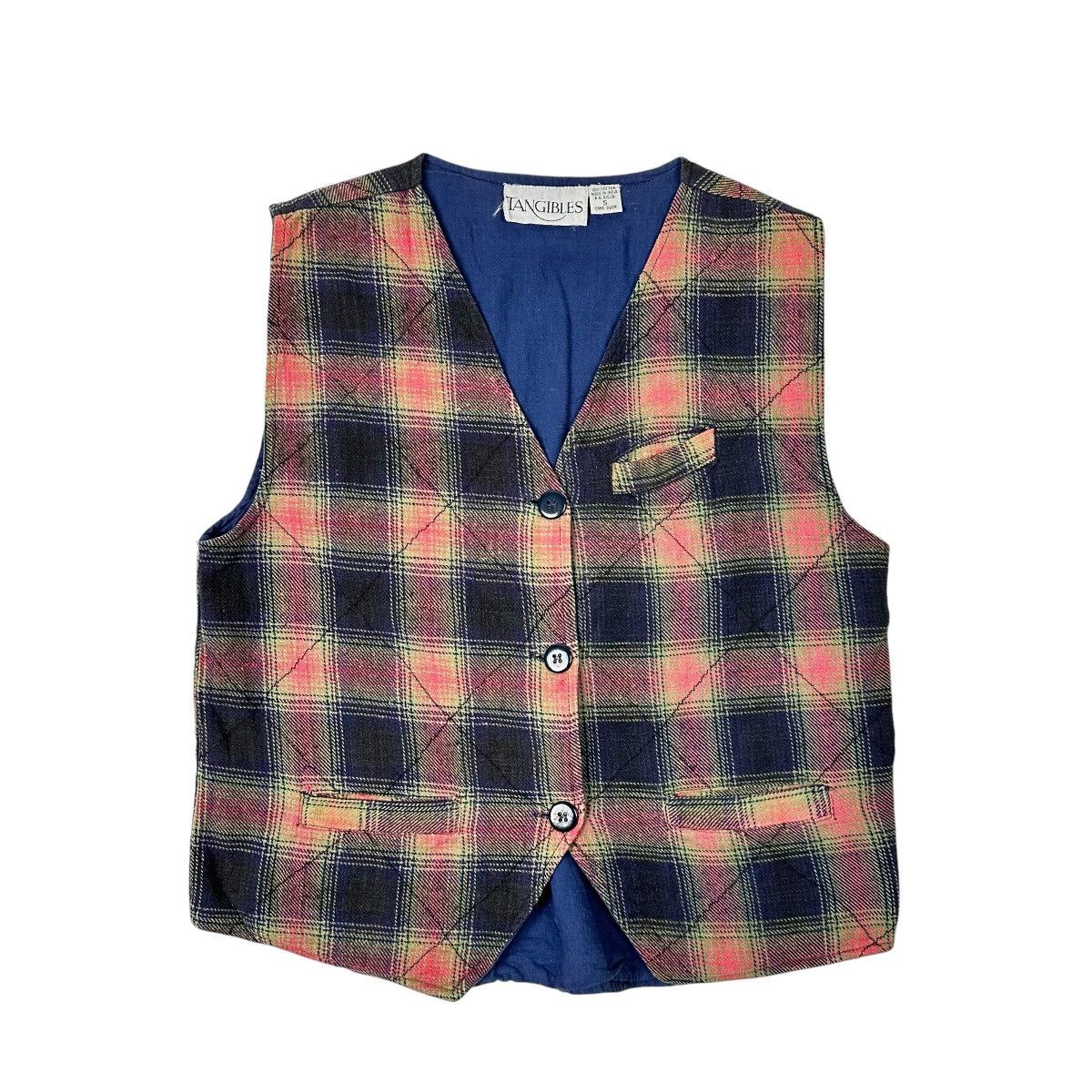 Vintage Vintage Tangibles 90s Plaid Vest Chain Stitch Skater Surfer Size S / US 4 / IT 40 - 1 Thumbnail