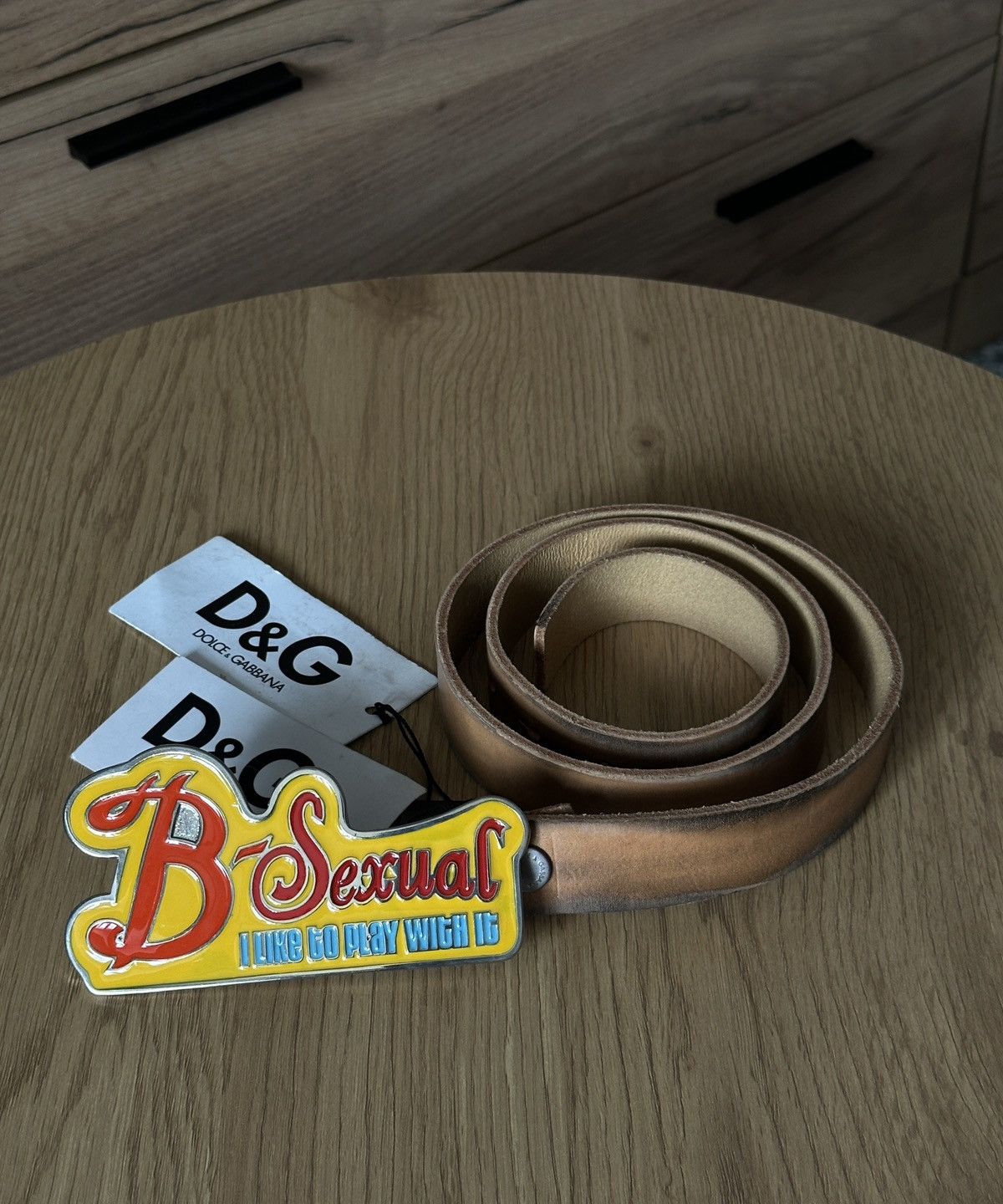 Dolce & Gabbana Vintage 2000’s Dolce & Gabbana “B-Sexual” Y2k Leather Belt Size ONE SIZE - 1 Thumbnail