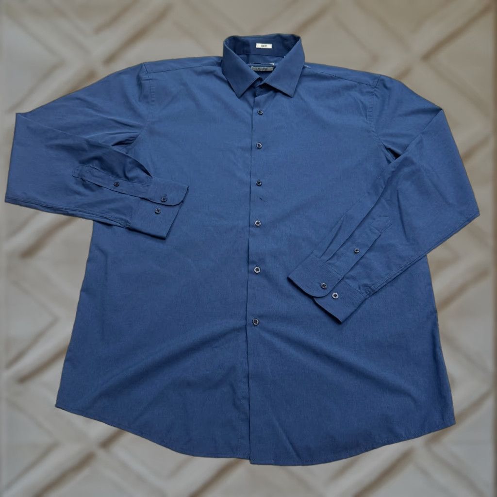 Lucky Brand Lucky Brand Slim Fit Dress Shirt Men Large 16-16.5 34/35 Blue Work 4 Way Stretch Size 42R - 1 Thumbnail