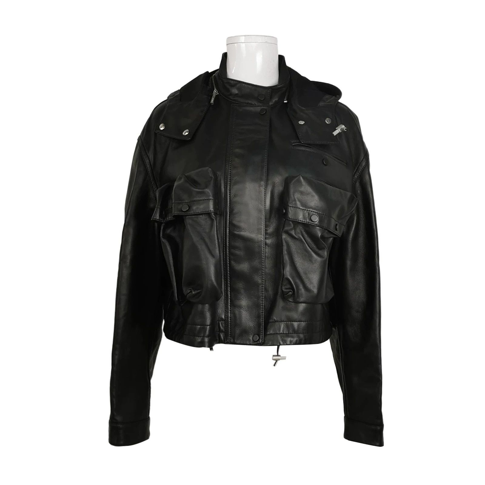 Salvatore Ferragamo Salvatore Ferragamo Sheepskin Hooded Leather Jacket Size US XXS / EU 40 - 1 Thumbnail