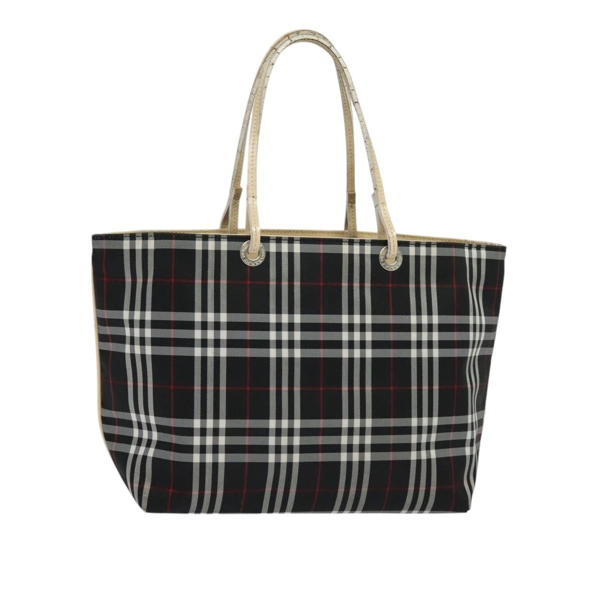 Burberry Nova Check Tote Bag Nylon Black Gold Auth Bs24753, Women's