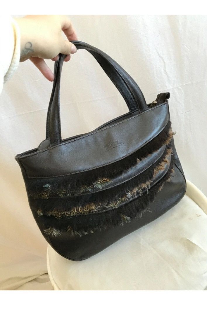 Longchamp Longchamp Shoulder Bag: Brown Leather with Feathers Detail Size ONE SIZE - 2 Thumbnail